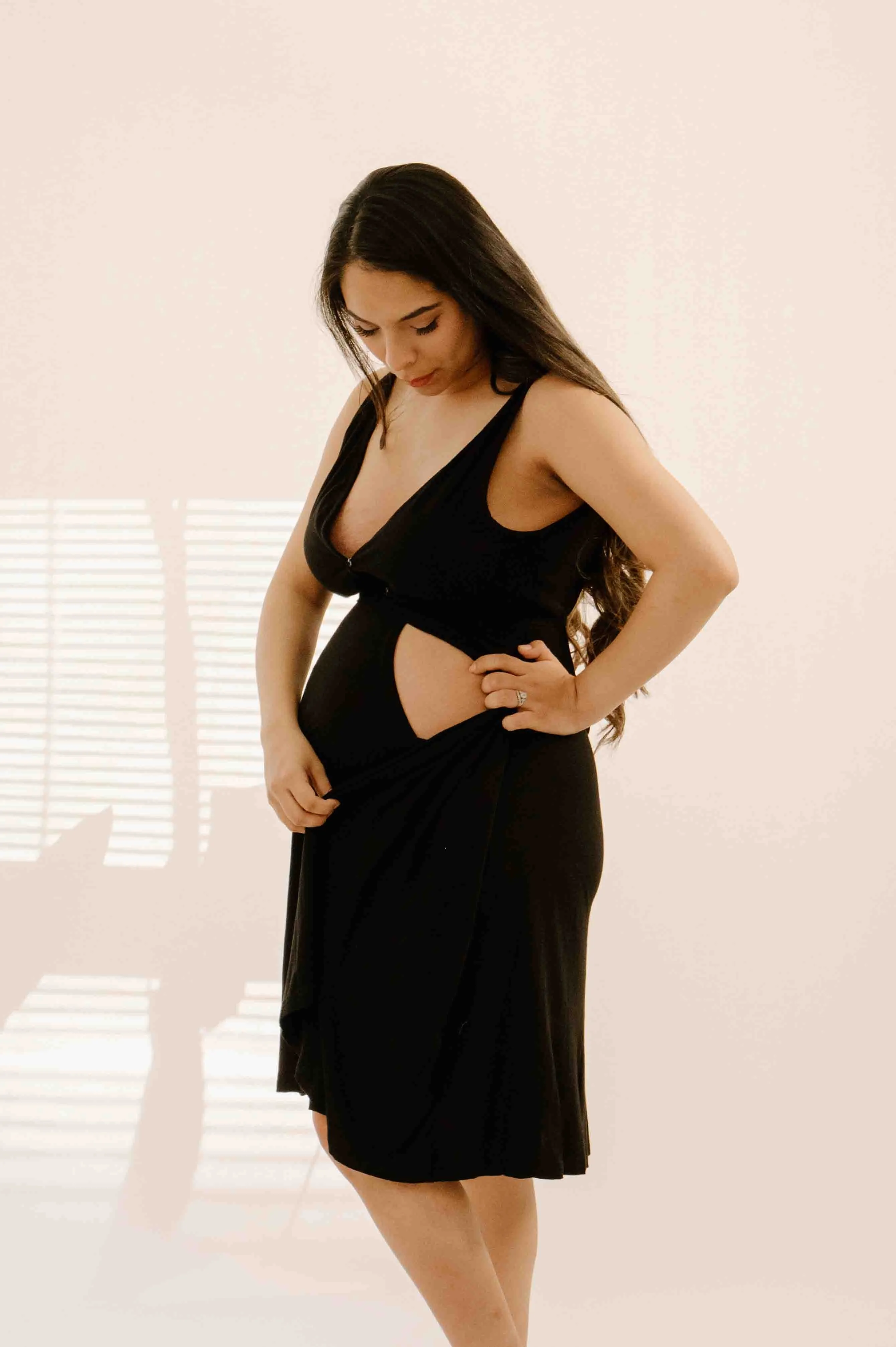 Juliet Labor & Postpartum Gown in Black-Limited Time sold by Lila Maternity product image thumbnail 2