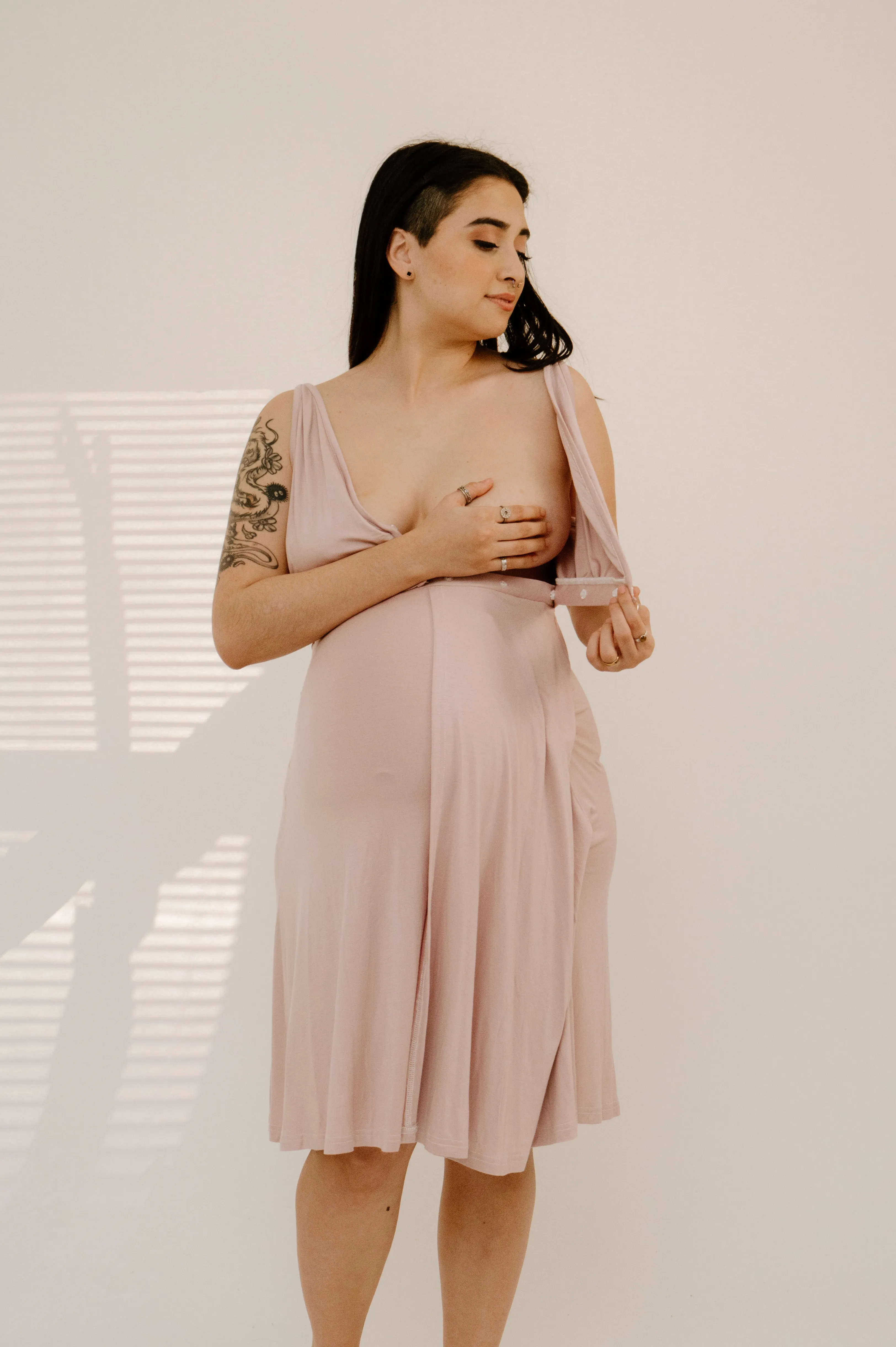 Juliet Labor & Postpartum Gown in Mauve-Limited Time sold by Lila Maternity product image thumbnail 5