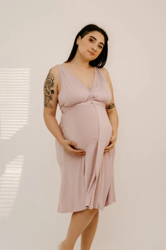 Juliet Labor & Postpartum Gown in Mauve-Limited Time sold by Lila Maternity