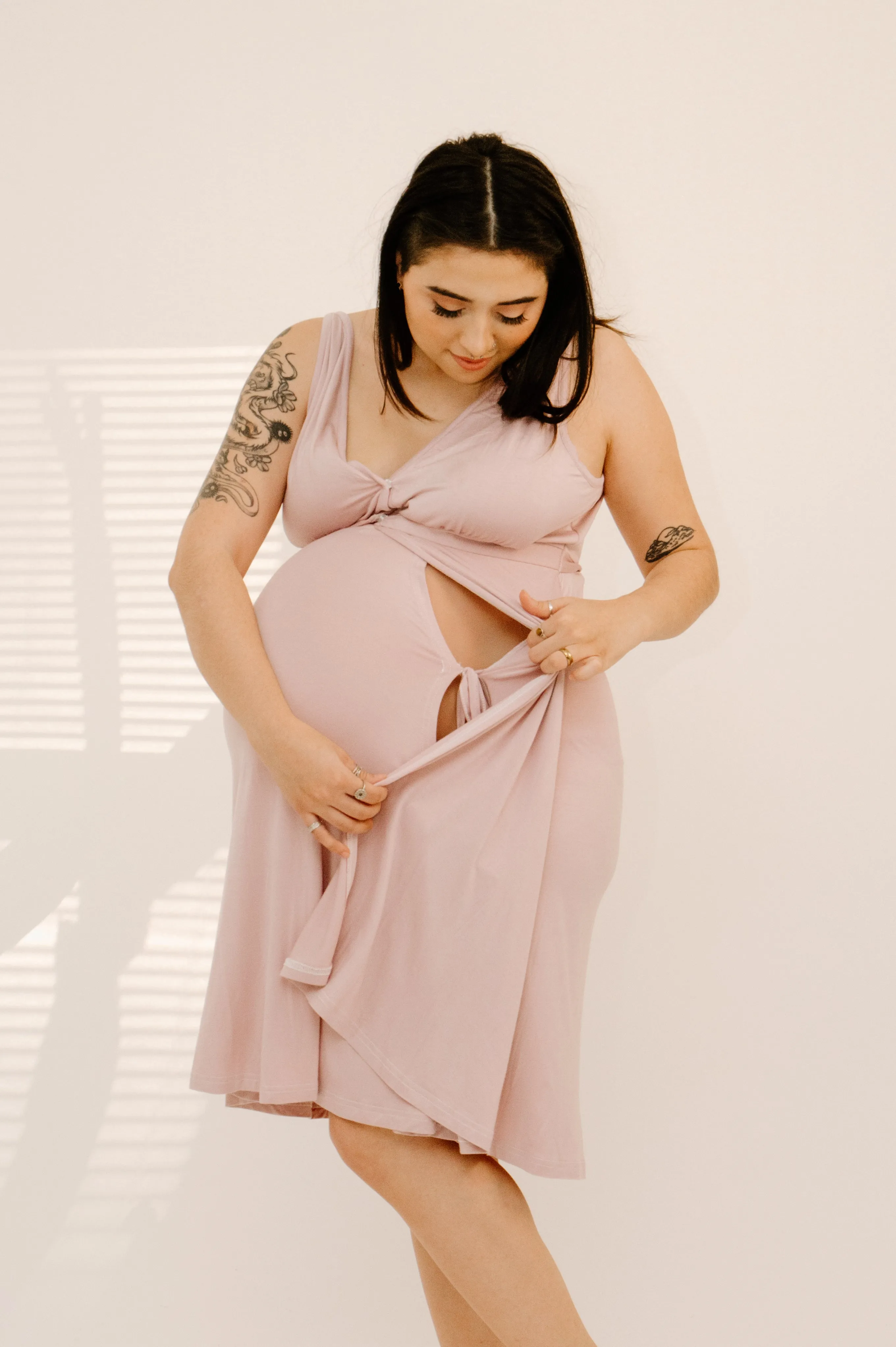 Juliet Labor & Postpartum Gown in Mauve-Limited Time sold by Lila Maternity product image thumbnail 3