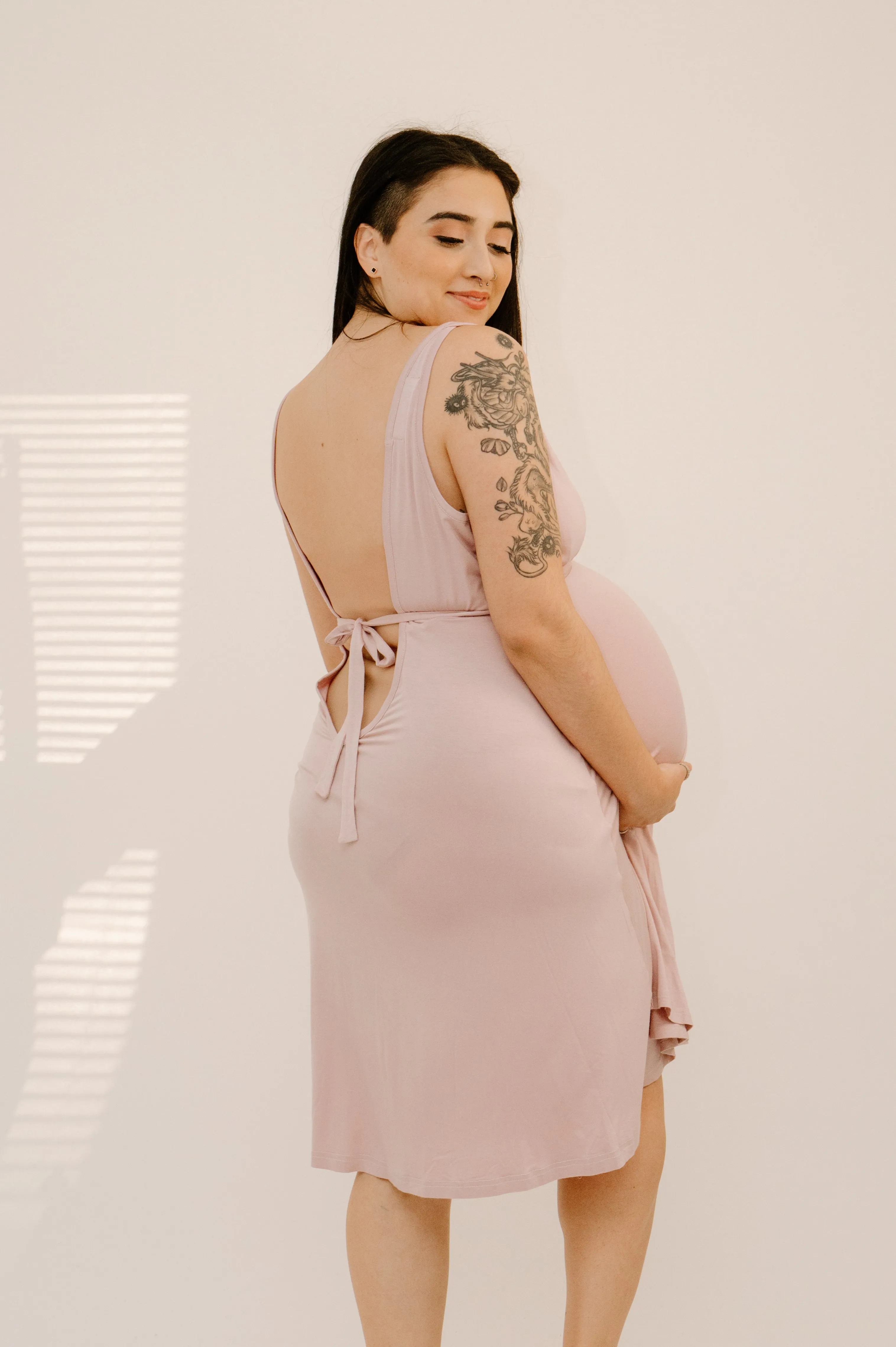 Juliet Labor & Postpartum Gown in Mauve-Limited Time sold by Lila Maternity product image thumbnail 4