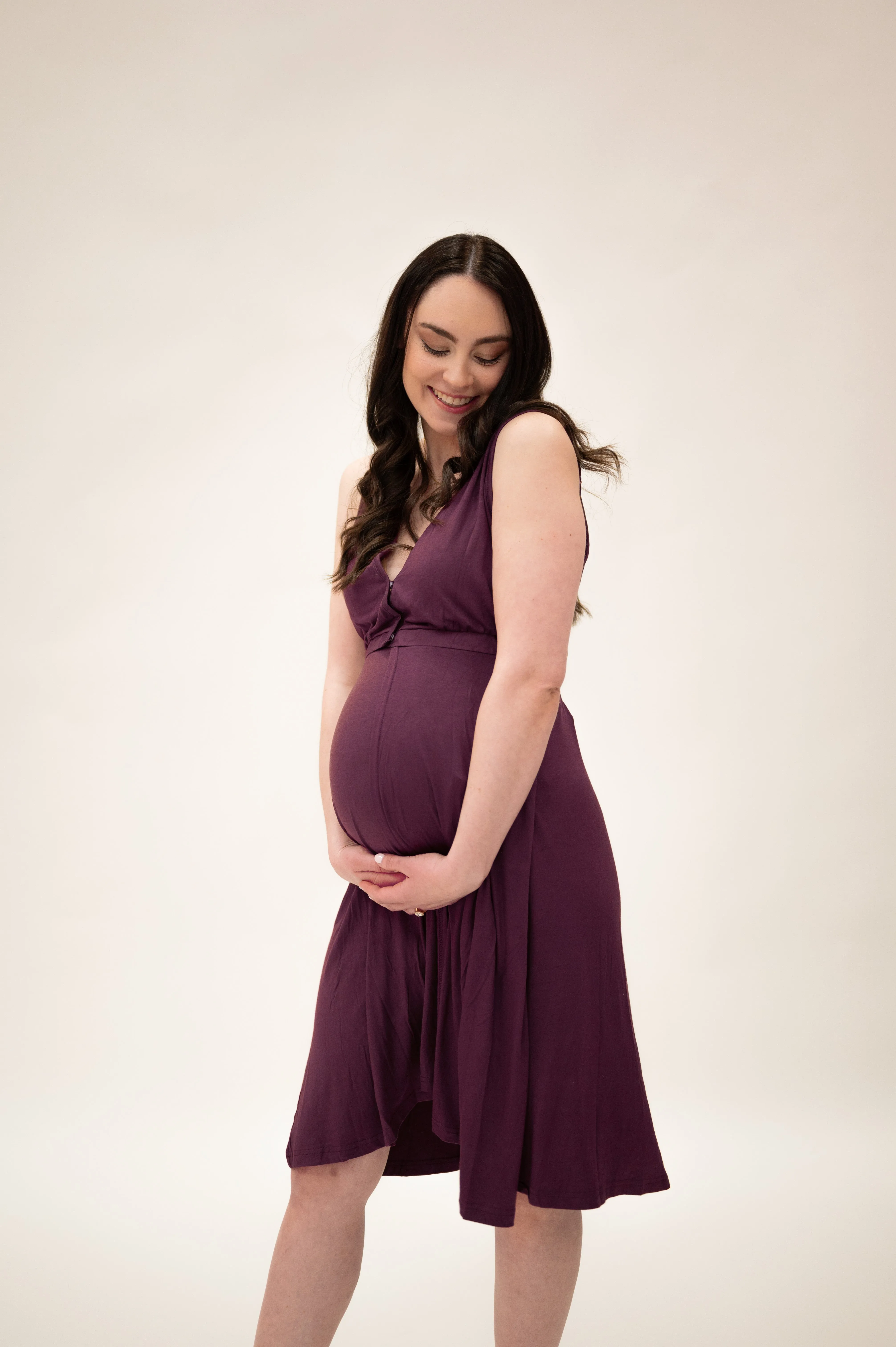 Juliet Labor & Postpartum Gown in Plum-Limited Time sold by Lila Maternity product image thumbnail 4