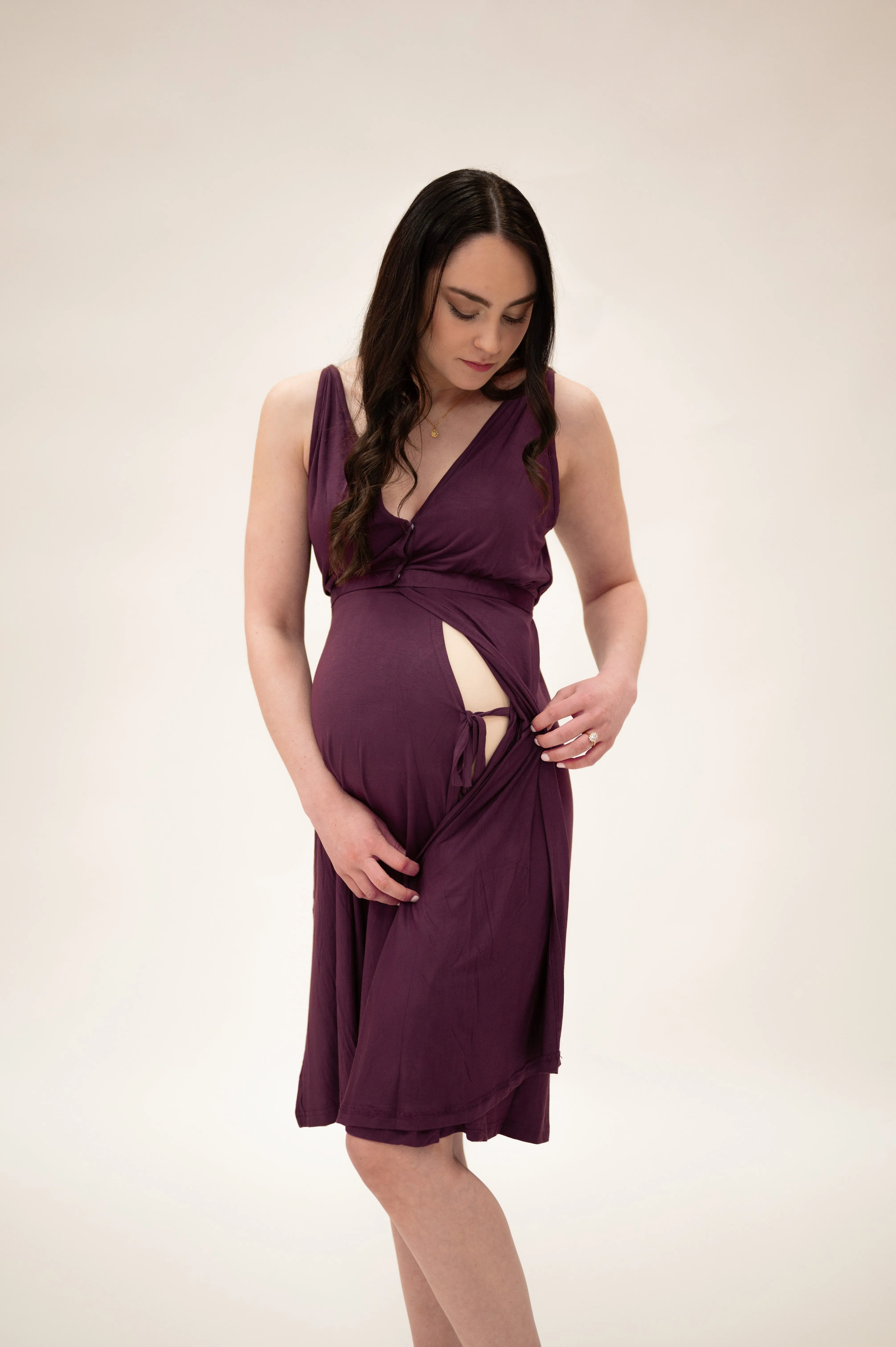 Juliet Labor & Postpartum Gown in Plum-Limited Time sold by Lila Maternity product image thumbnail 3