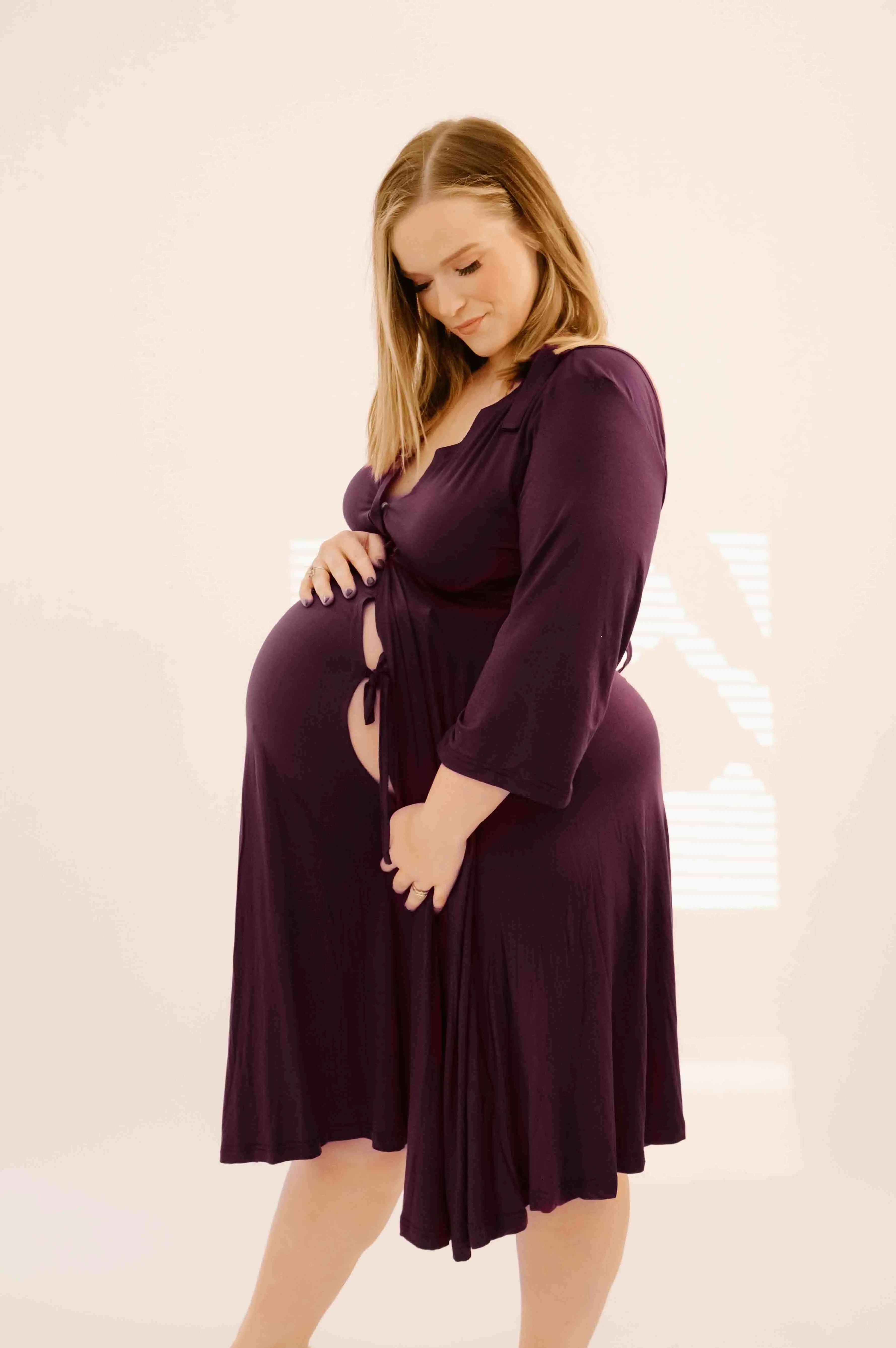 Lila Labor & Postpartum Gown in Plum sold by Lila Maternity product image thumbnail 2
