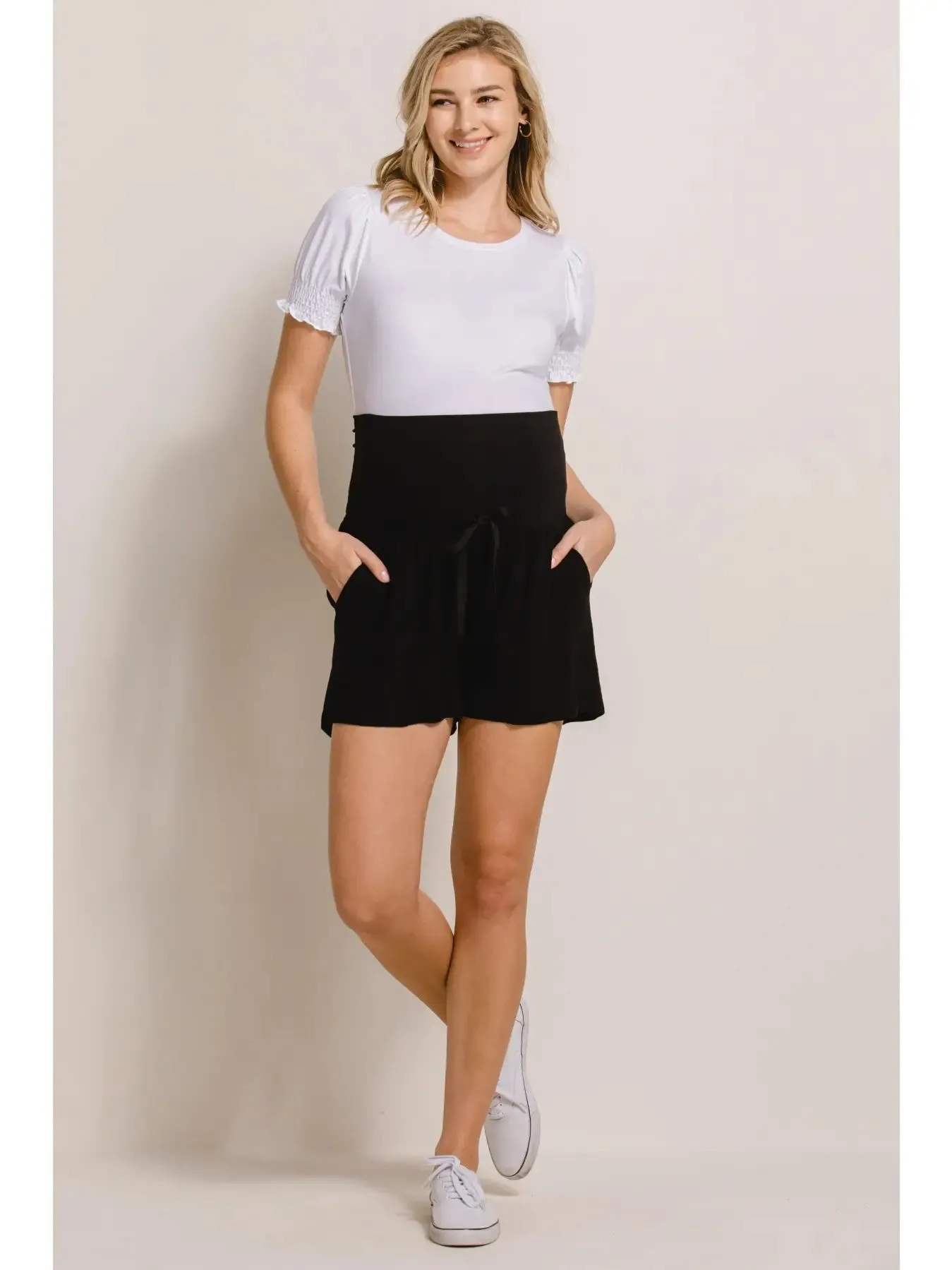 Solid Maternity Shorts with Pockets and Drawstring sold by Lila Maternity product image thumbnail 3