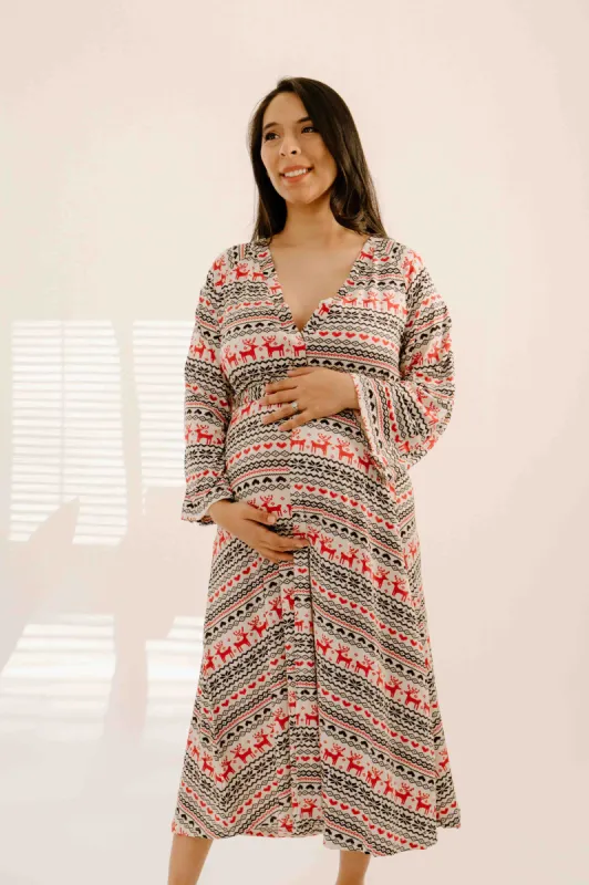 Amelia Labor & Postpartum Gown *Holiday Edition* sold by Lila Maternity