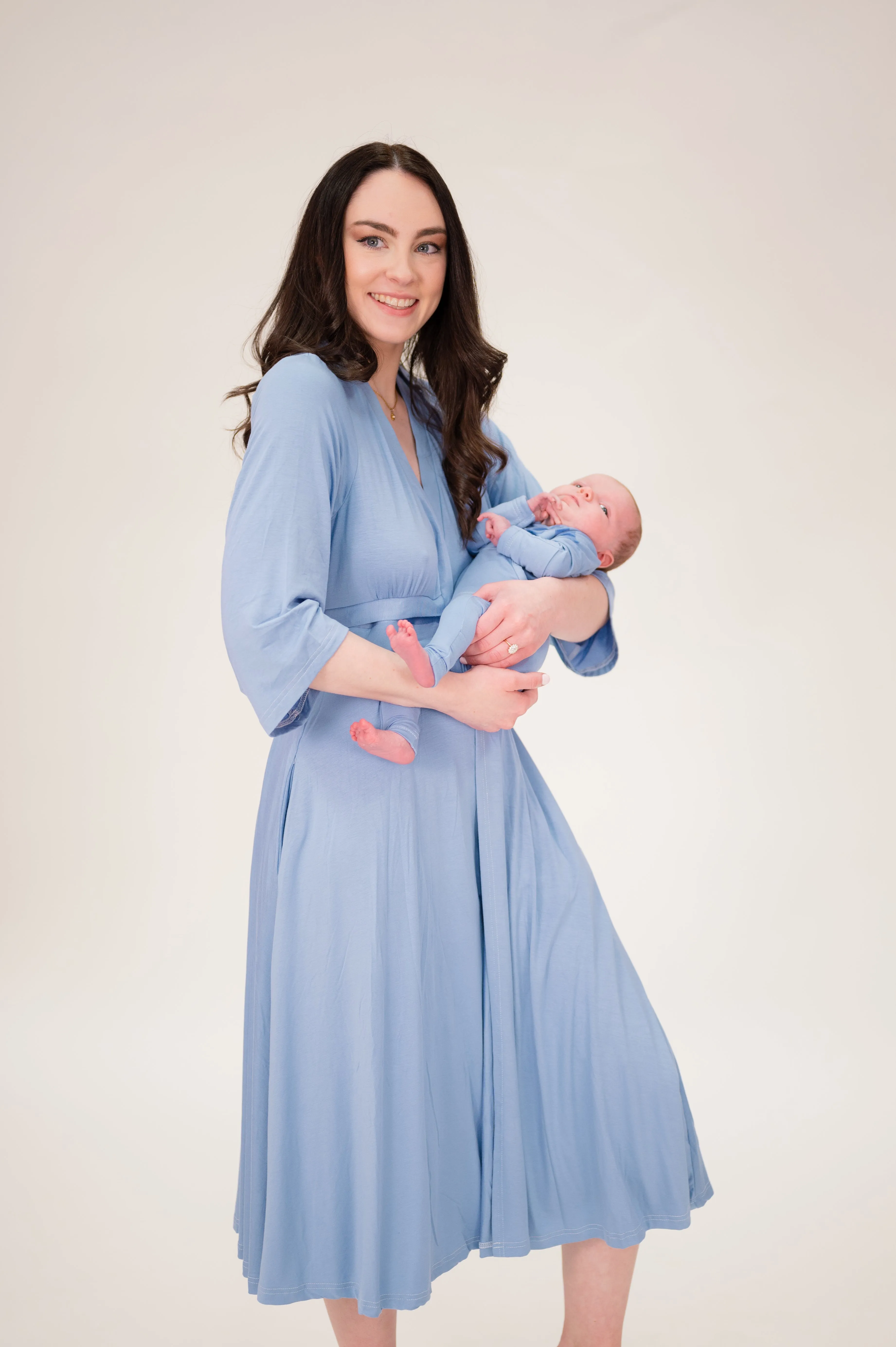 Lila Labor & Postpartum Gown in Periwinkle Blue sold by Lila Maternity