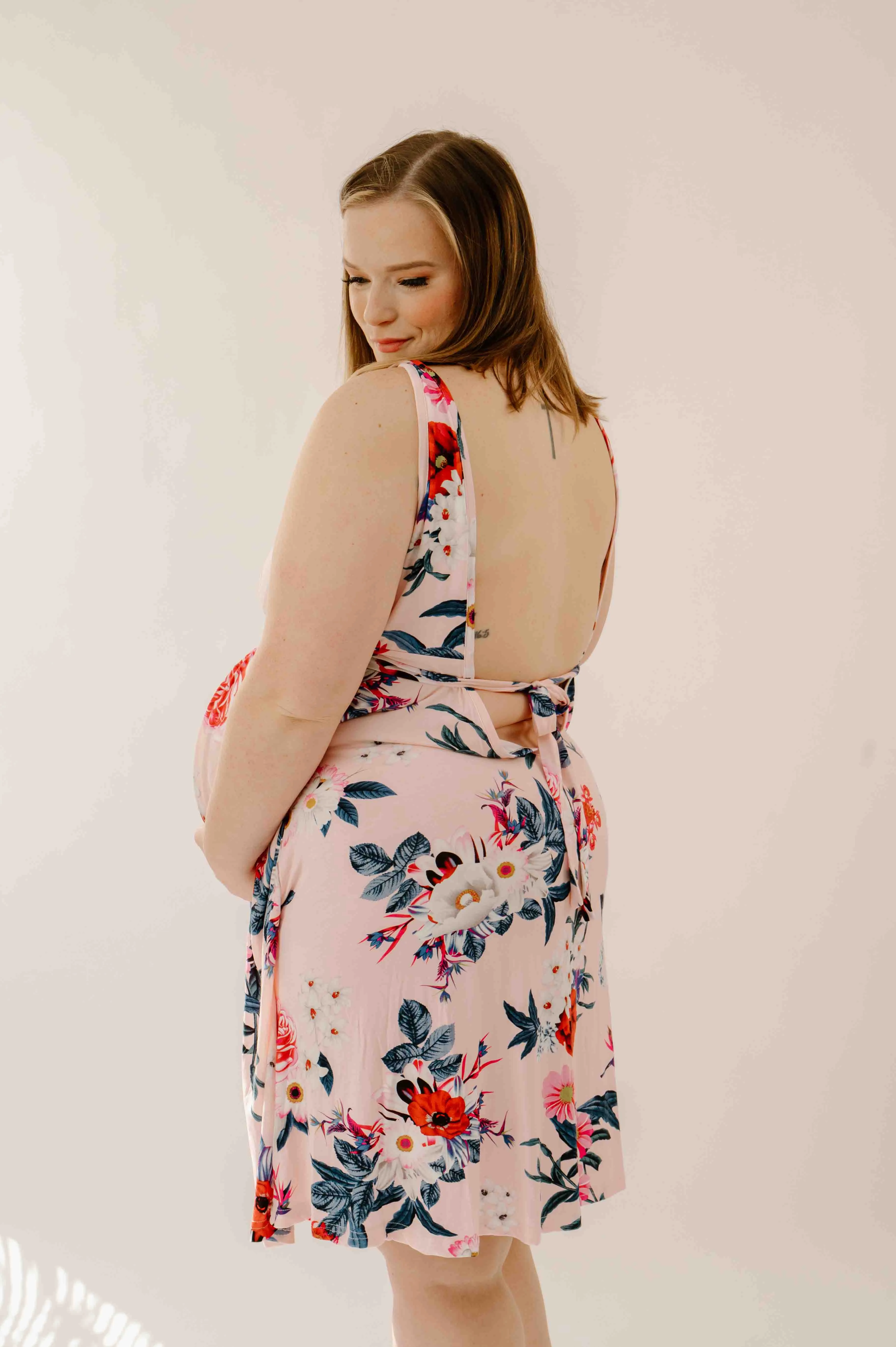 Juliet Labor & Postpartum Gown in Blush Floral-Limited Time sold by Lila Maternity product image thumbnail 3