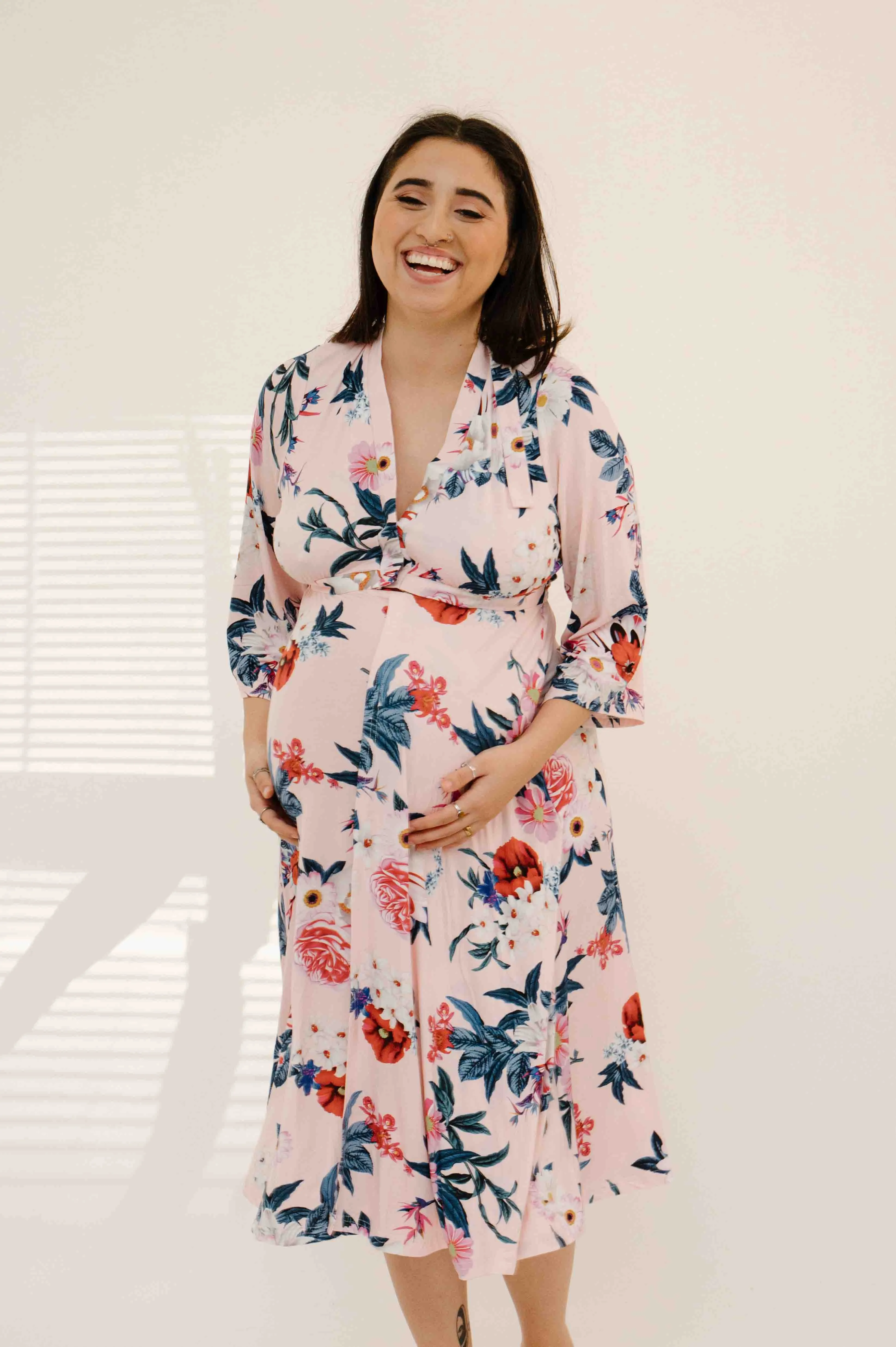 Lila Labor & Postpartum Gown in Blush Floral sold by Lila Maternity product image thumbnail 2