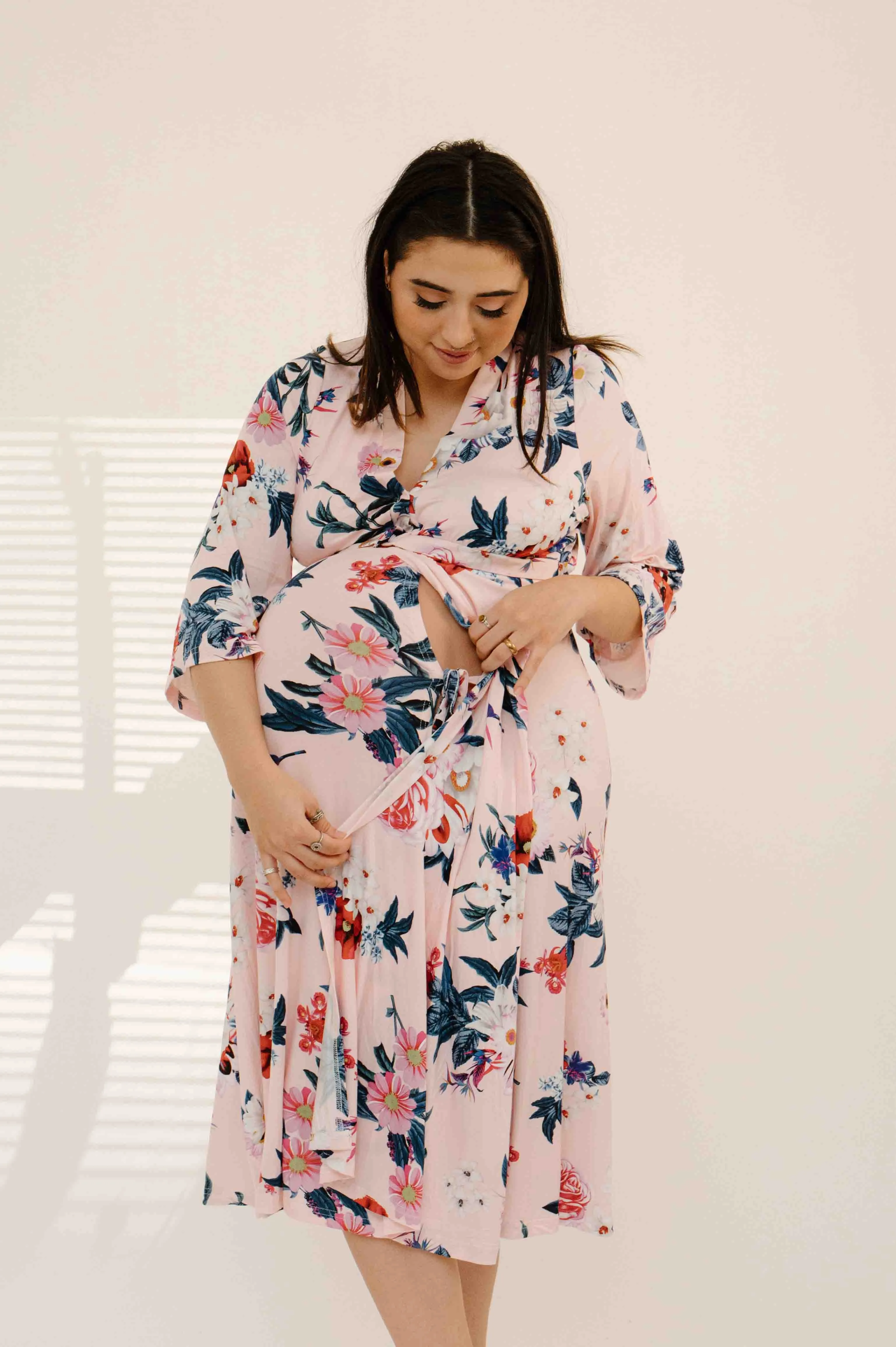 Lila Labor & Postpartum Gown in Blush Floral sold by Lila Maternity product image thumbnail 3