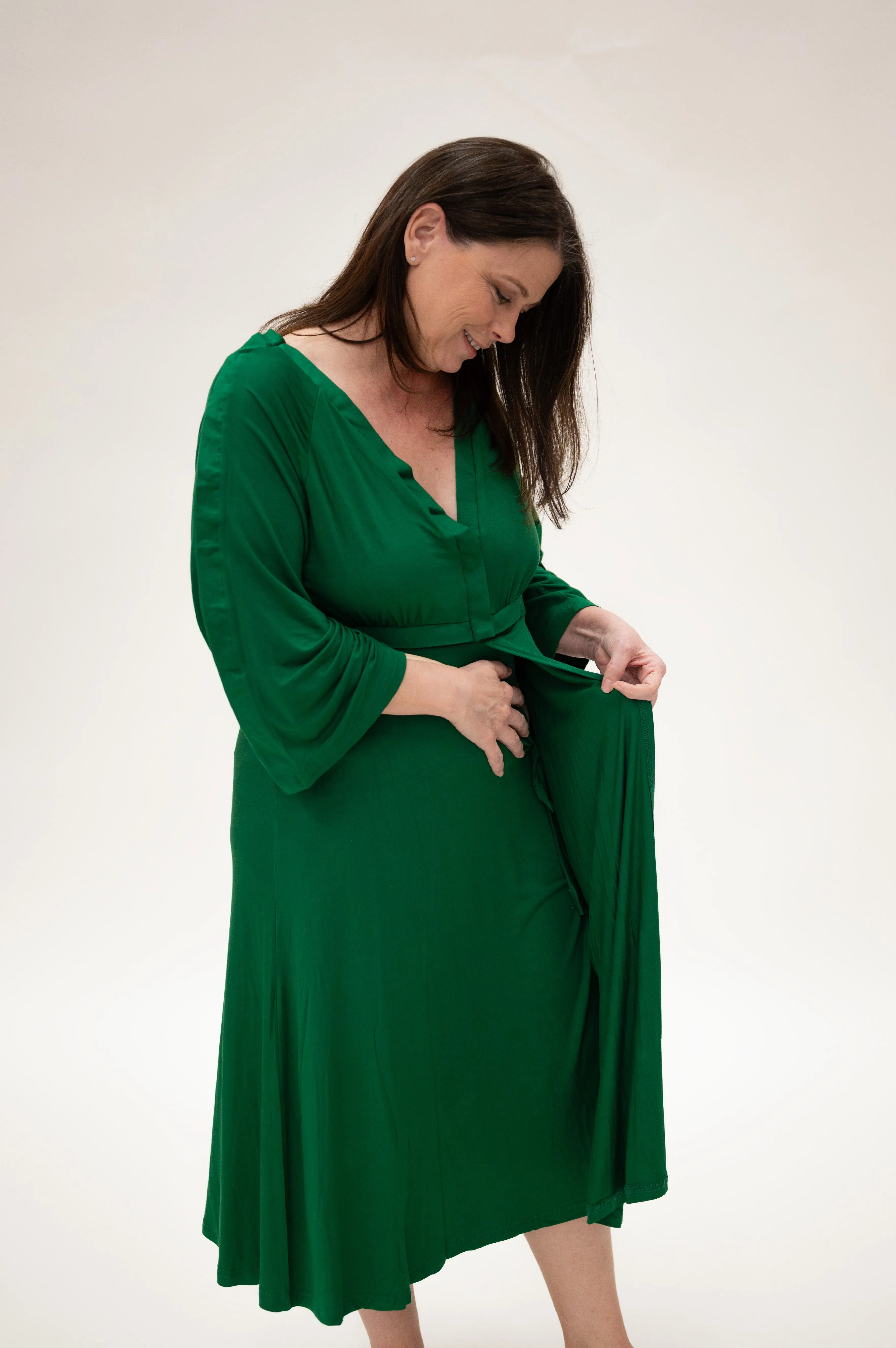 Amelia Labor & Postpartum Gown in Emerald sold by Lila Maternity product image thumbnail 3