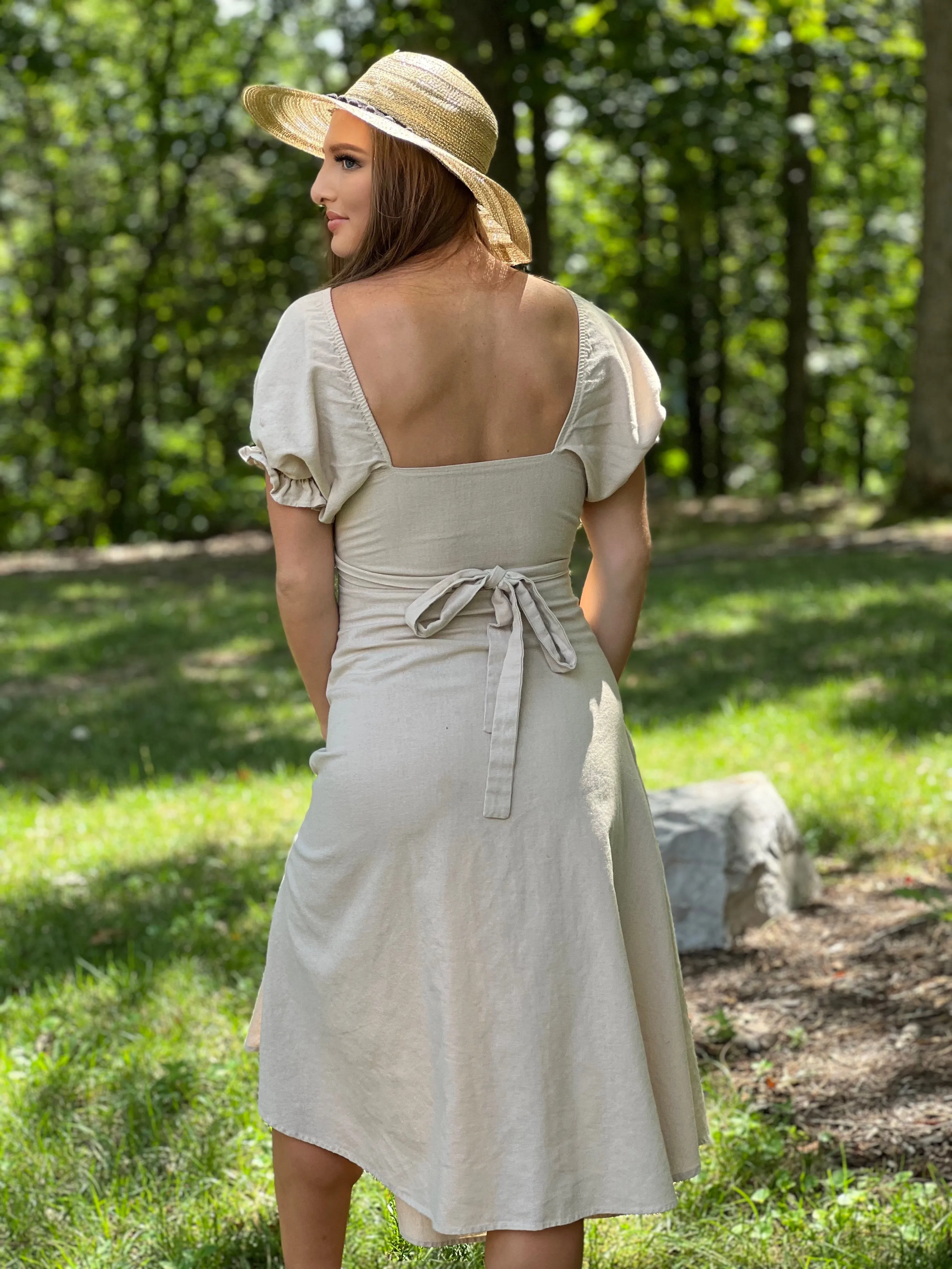 Selena Dress in Sand sold by Lila Maternity