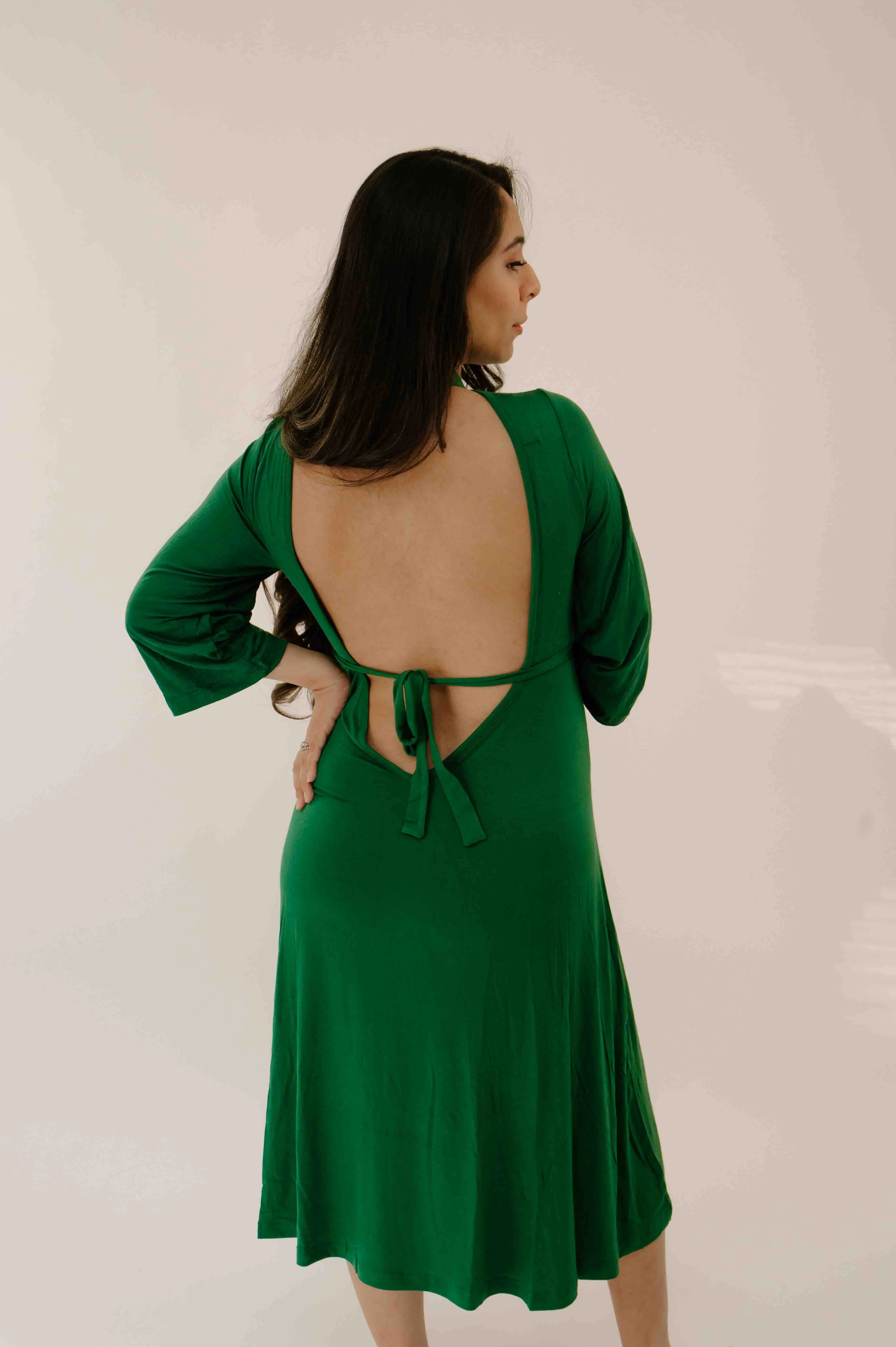 Lila Labor & Postpartum Gown in Emerald sold by Lila Maternity product image thumbnail 3