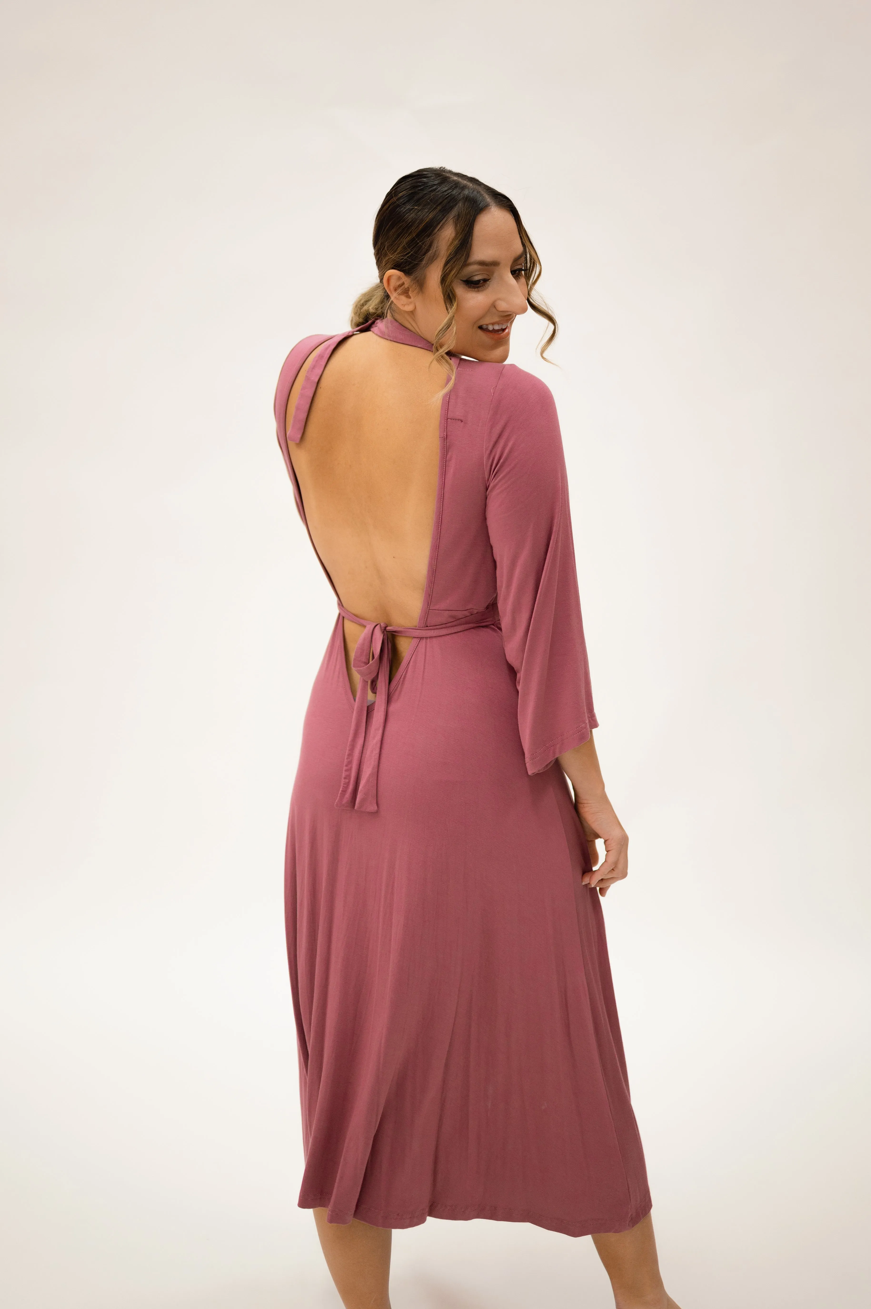 Lila Labor & Postpartum Gown in Dusty Rose sold by Lila Maternity product image thumbnail 3