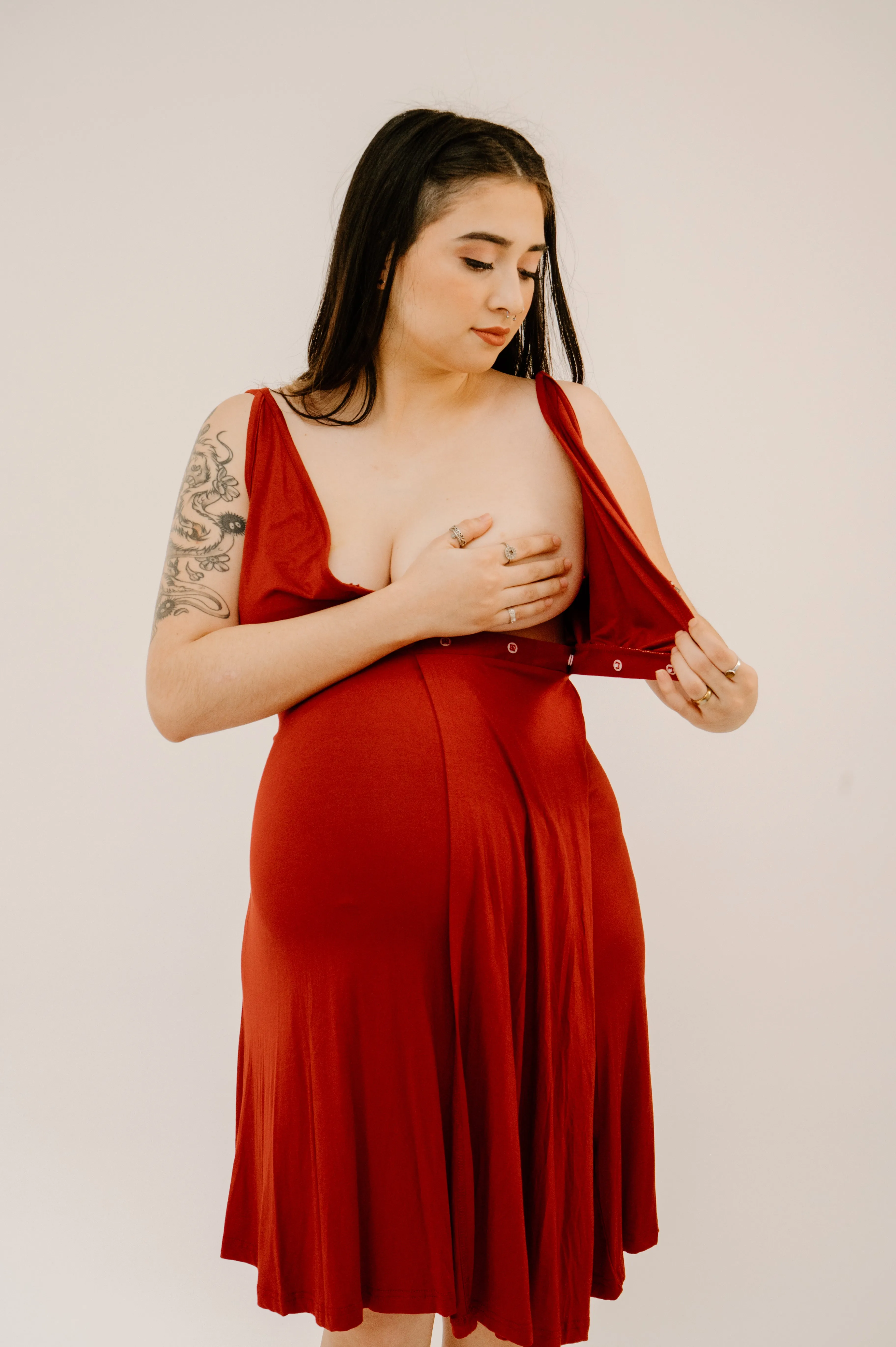 Juliet Labor & Postpartum Gown in Crimson-Limited Time sold by Lila Maternity product image thumbnail 4