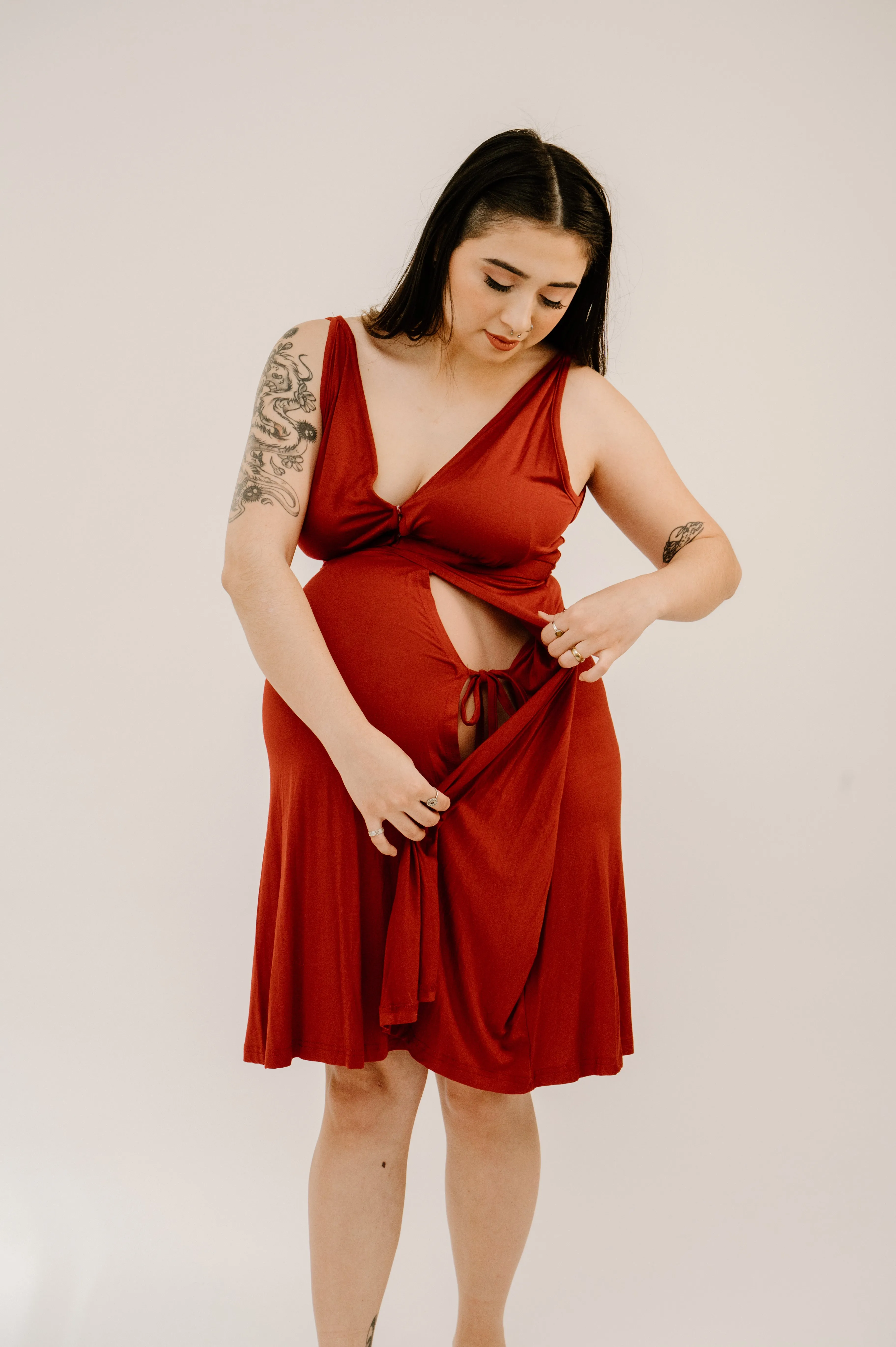 Juliet Labor & Postpartum Gown in Crimson-Limited Time sold by Lila Maternity product image thumbnail 2