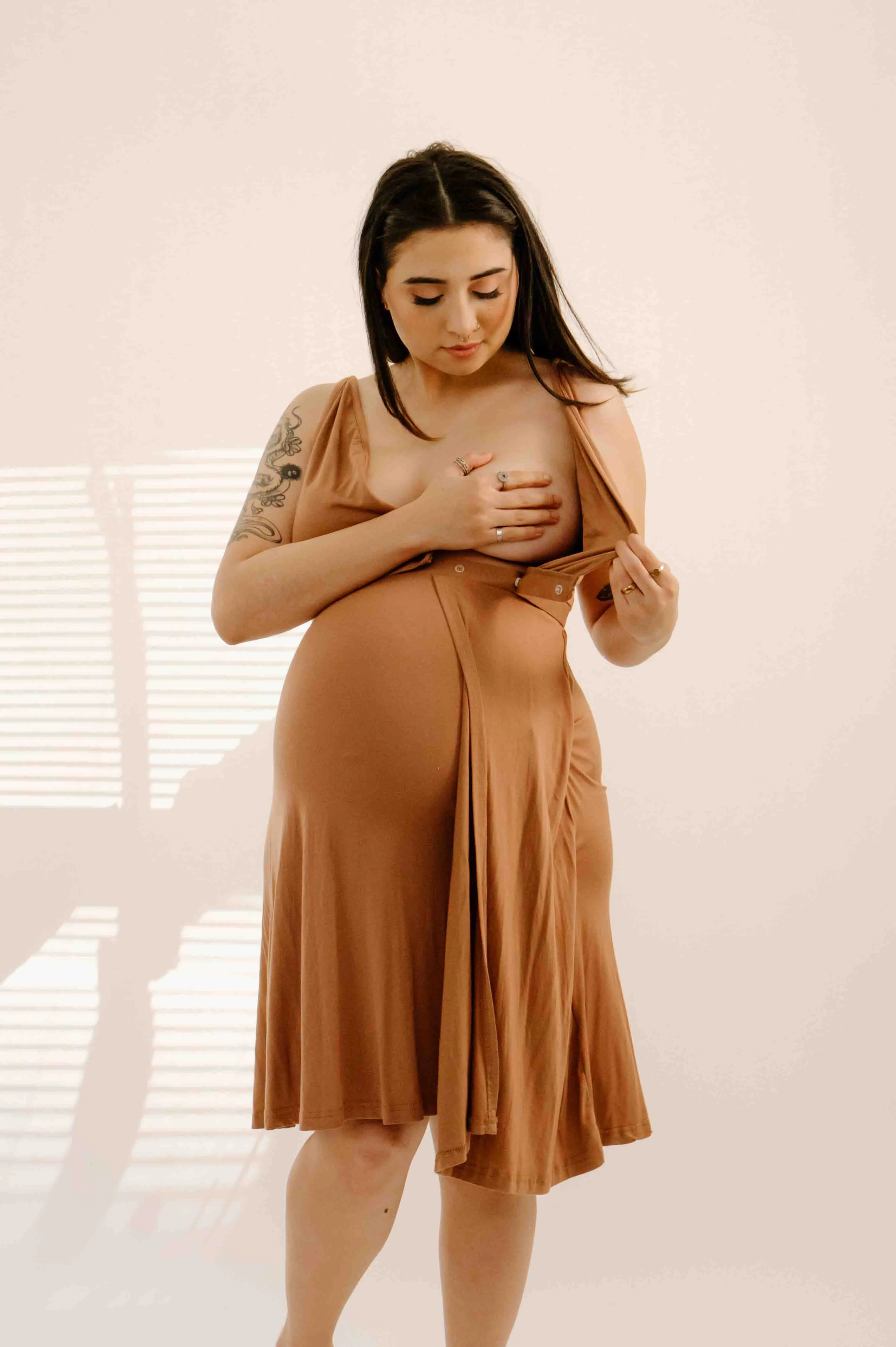 Juliet Labor & Postpartum Gown in Caramel-Limited Time sold by Lila Maternity product image thumbnail 4