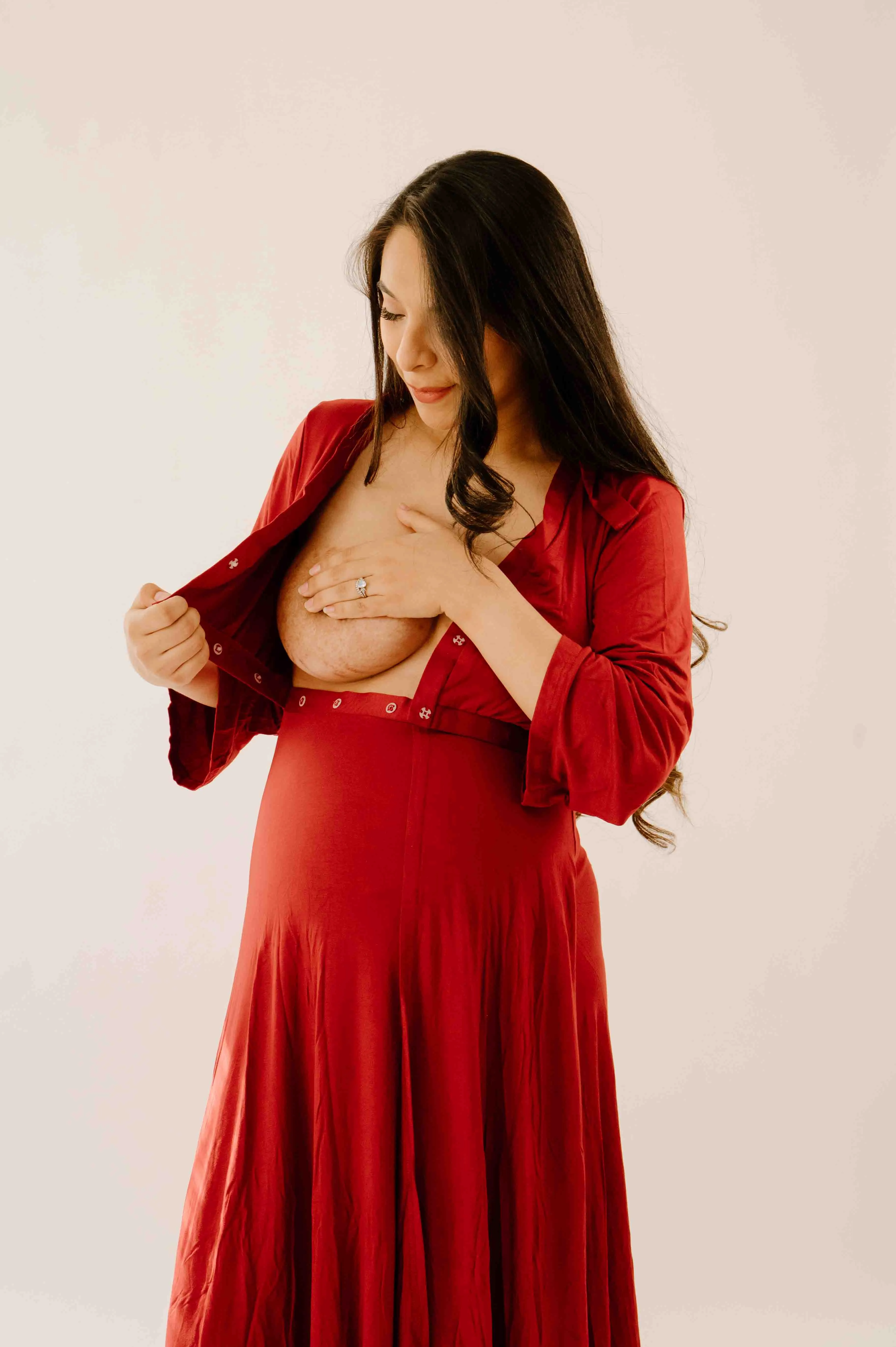 Lila Labor & Postpartum Gown in Crimson sold by Lila Maternity product image thumbnail 4