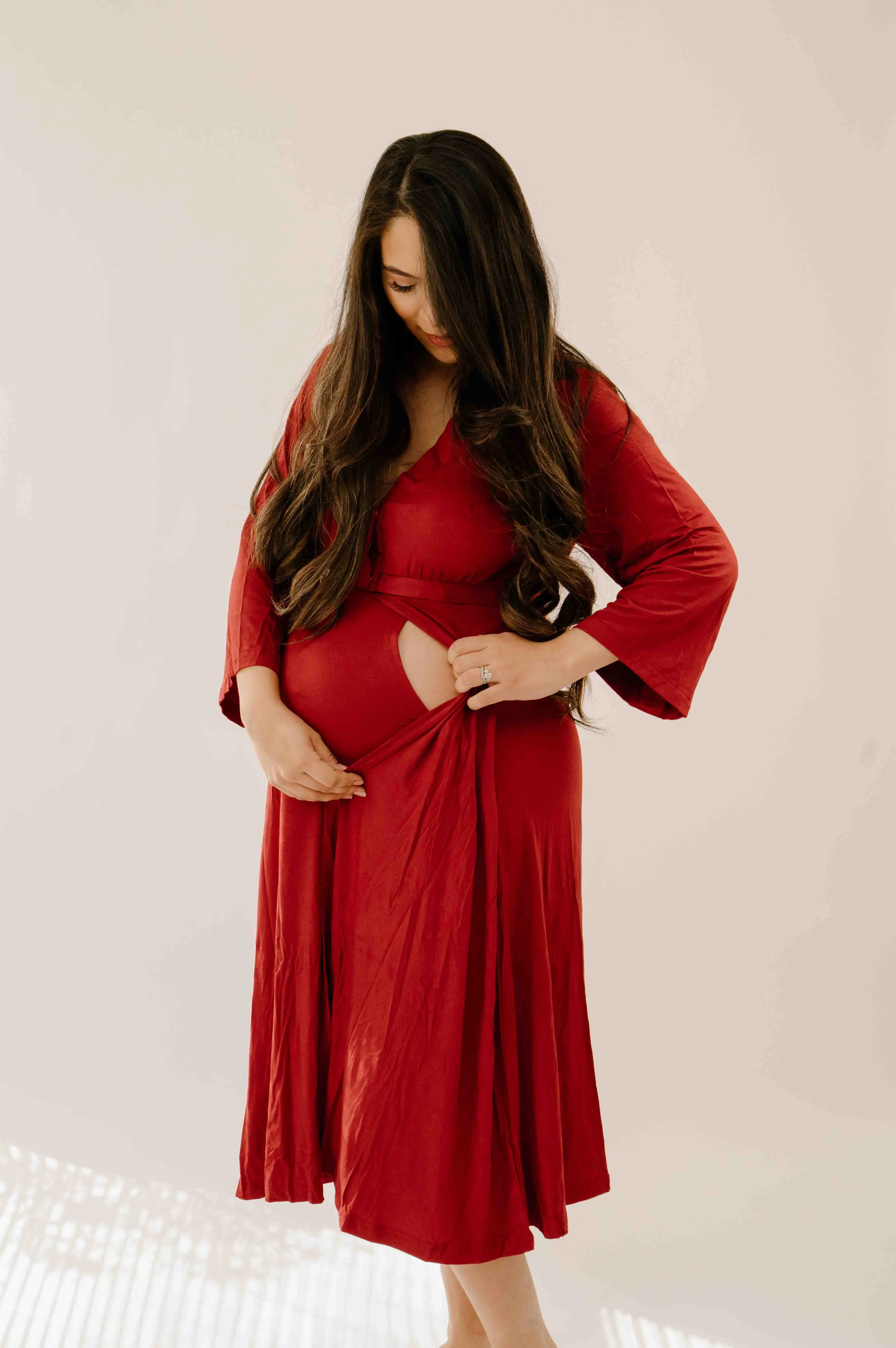 Lila Labor & Postpartum Gown in Crimson sold by Lila Maternity product image thumbnail 2