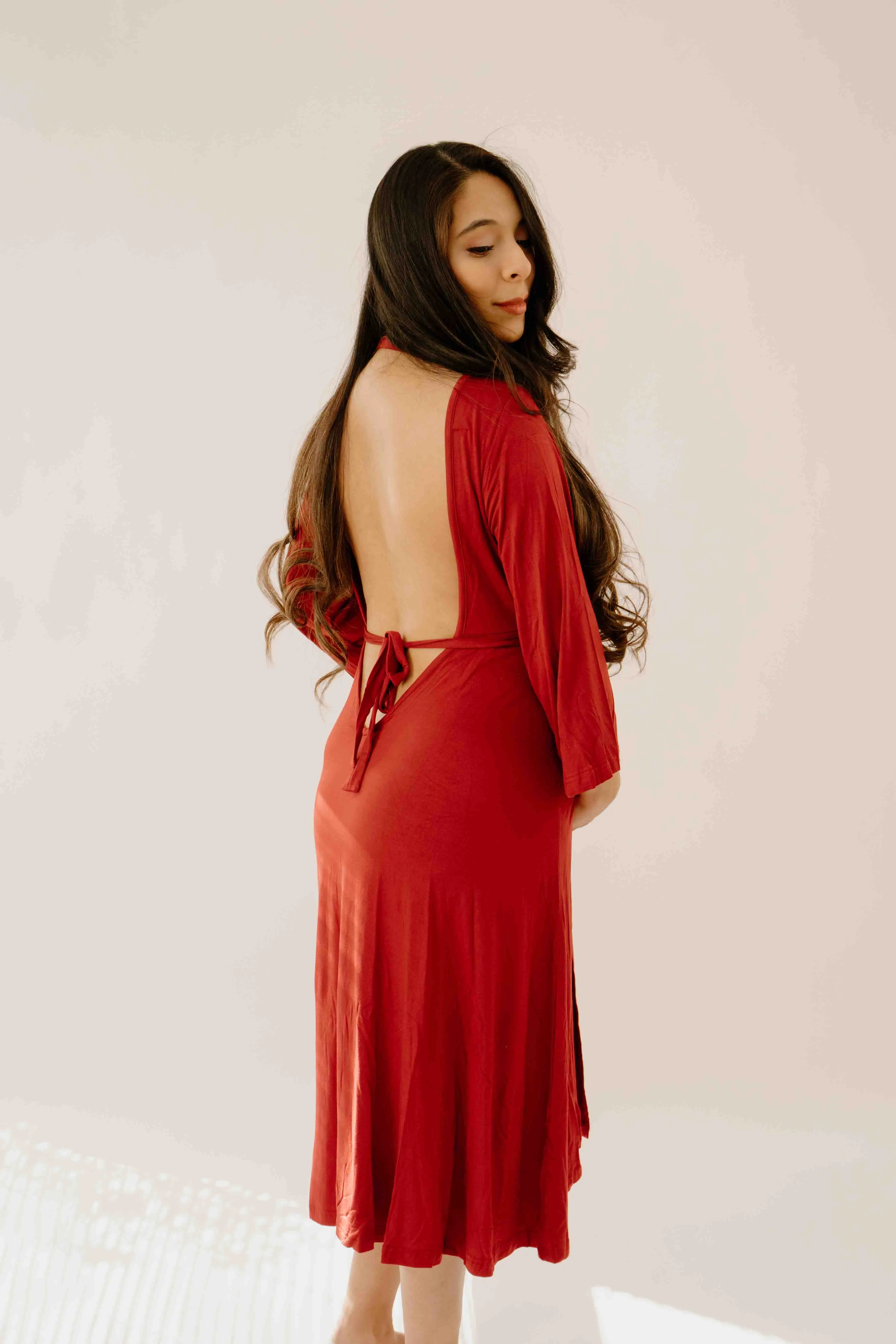 Lila Labor & Postpartum Gown in Crimson sold by Lila Maternity product image thumbnail 3