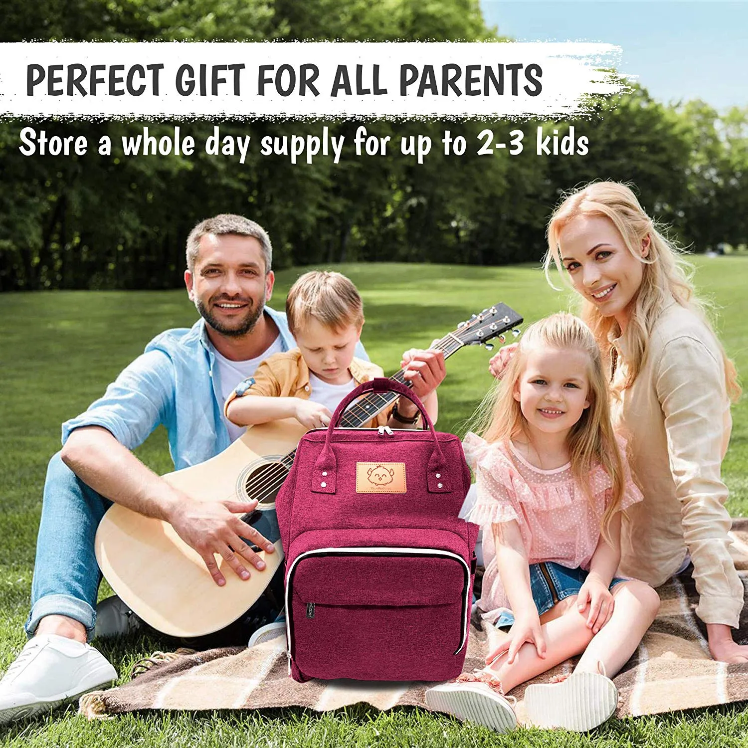 KeaBabies Original Diaper Bag Backpack (Wine Red) sold by Lila Maternity product image thumbnail 2