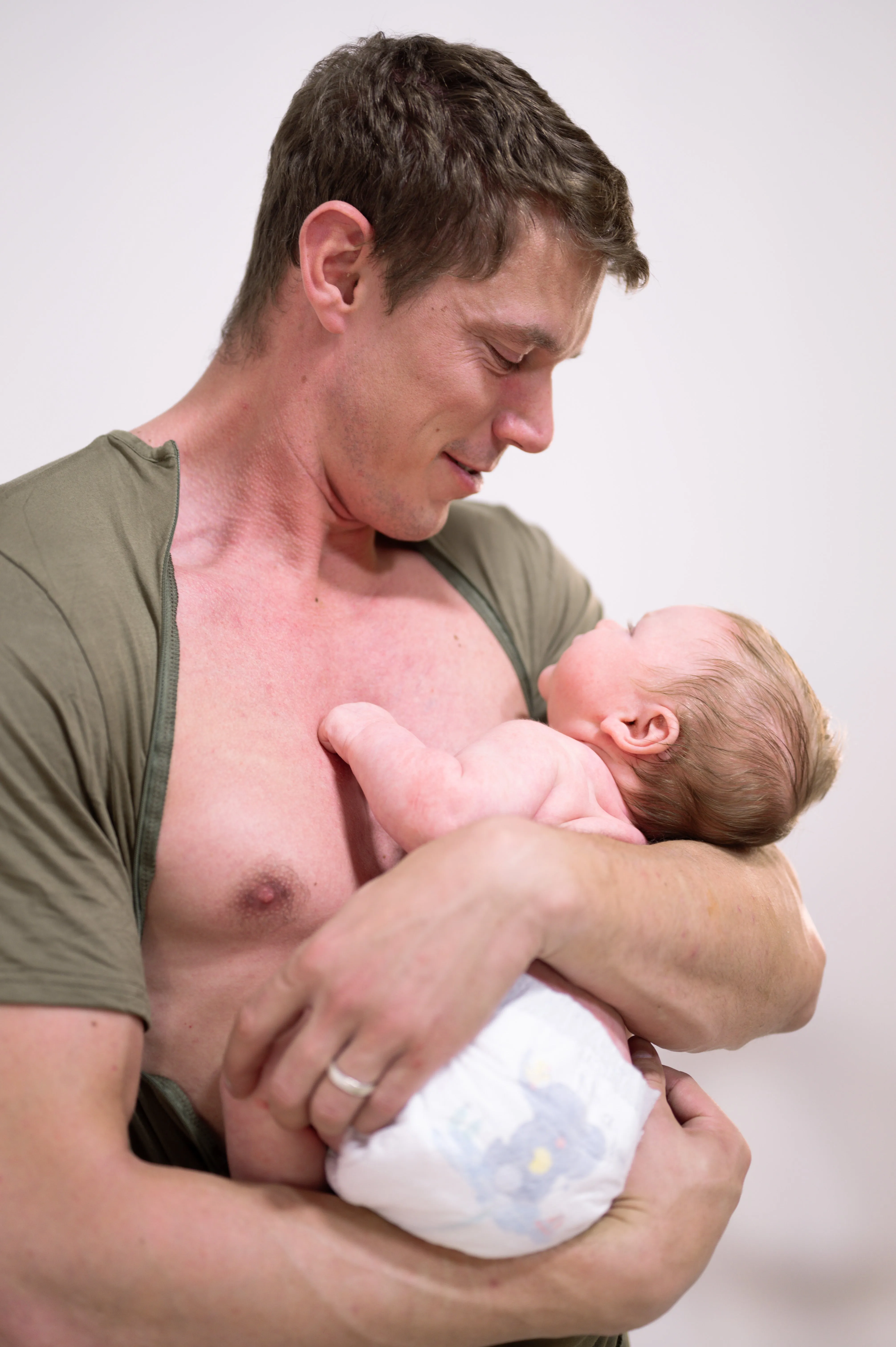 The Cameron Unisex Nursing and Skin to Skin Shirt in Sage sold by Lila Maternity product image thumbnail 3