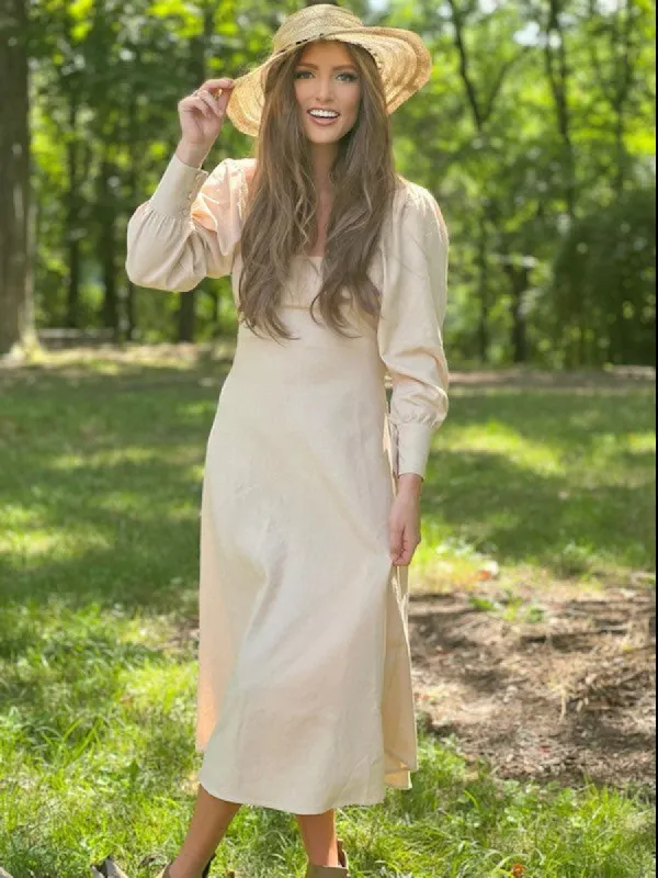 Juniper Dress in Sand sold by Lila Maternity