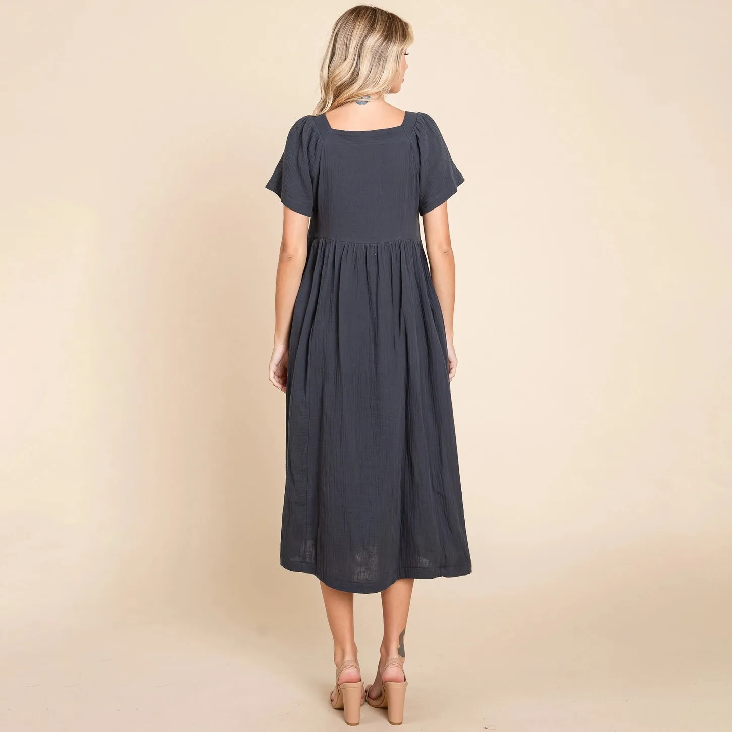 Square Neck Cotton Midi Dress In Orion Blue sold by Lila Maternity product image thumbnail 2