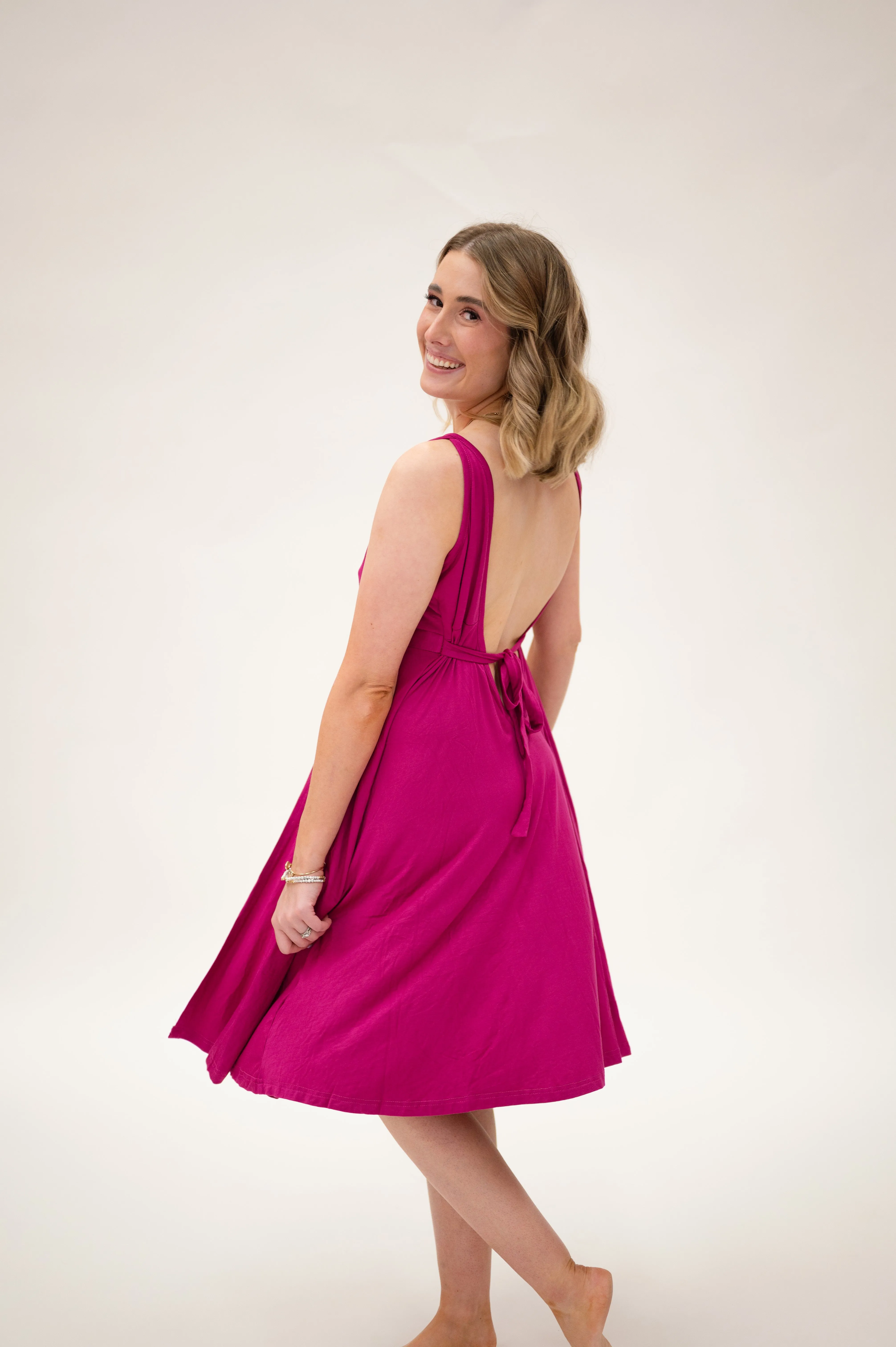 Juliet Labor & Postpartum Gown in Raspberry Red sold by Lila Maternity product image thumbnail 2