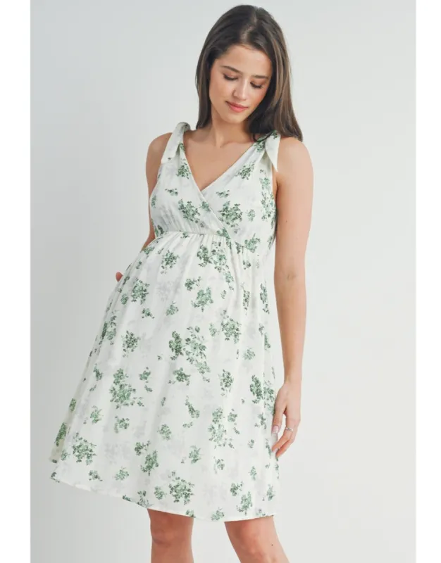 Floral Tie Maternity & Nursing Dress made by Lila Maternity