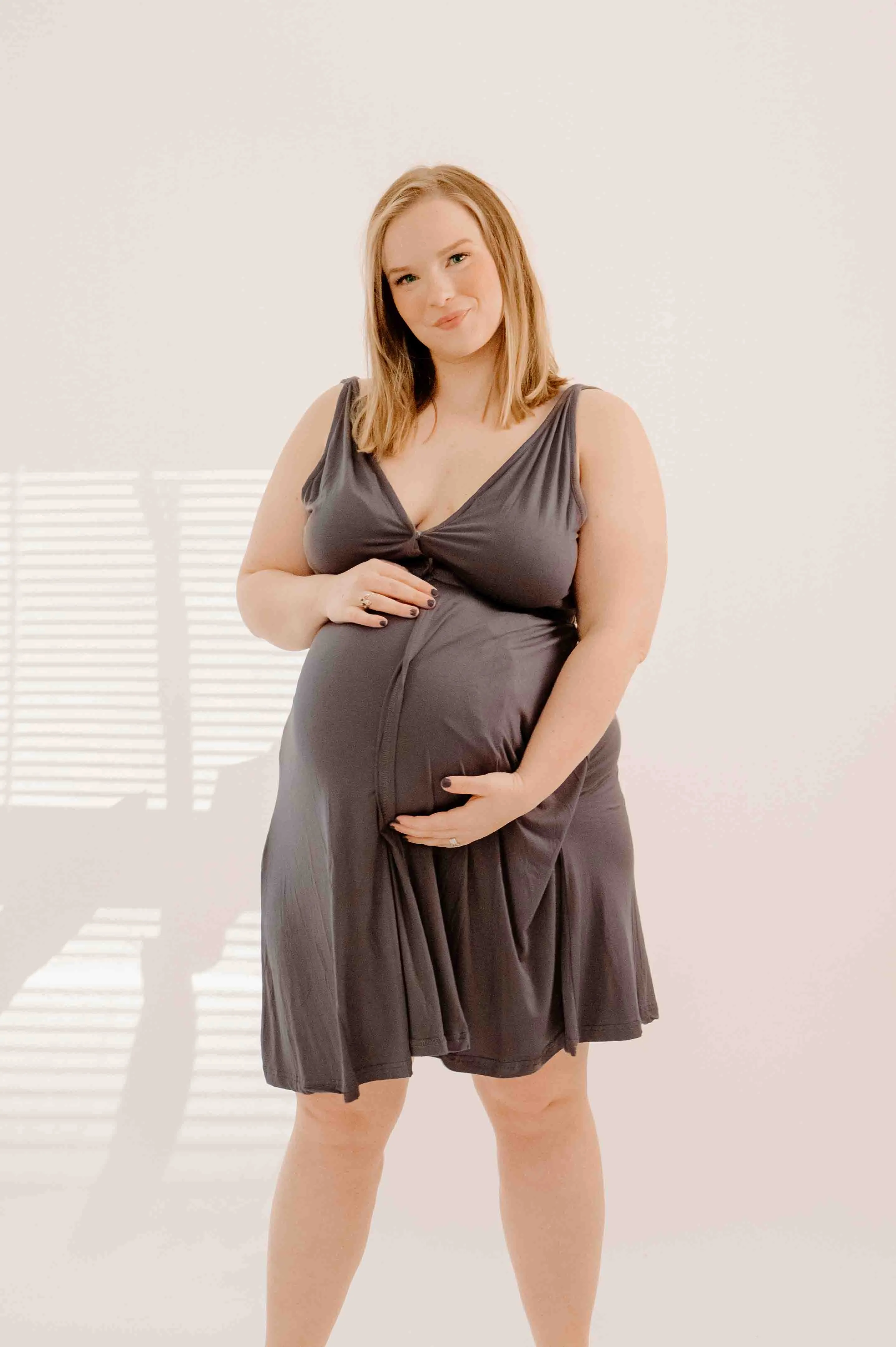 Juliet Labor & Postpartum Gown in Charcoal Grey-Limited Time sold by Lila Maternity