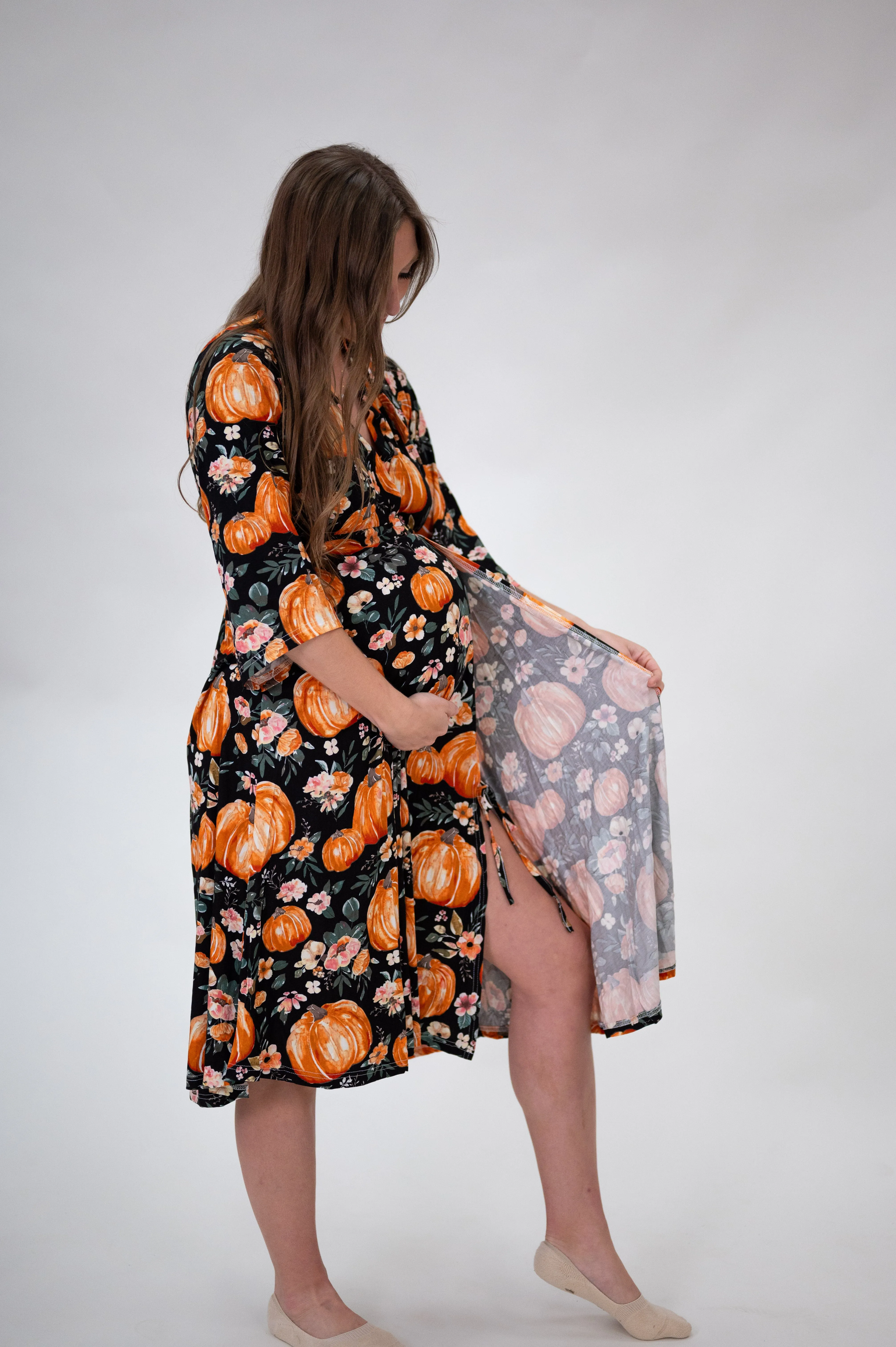 Lila Labor & Postpartum Gown in Harvest Floral sold by Lila Maternity product image thumbnail 2