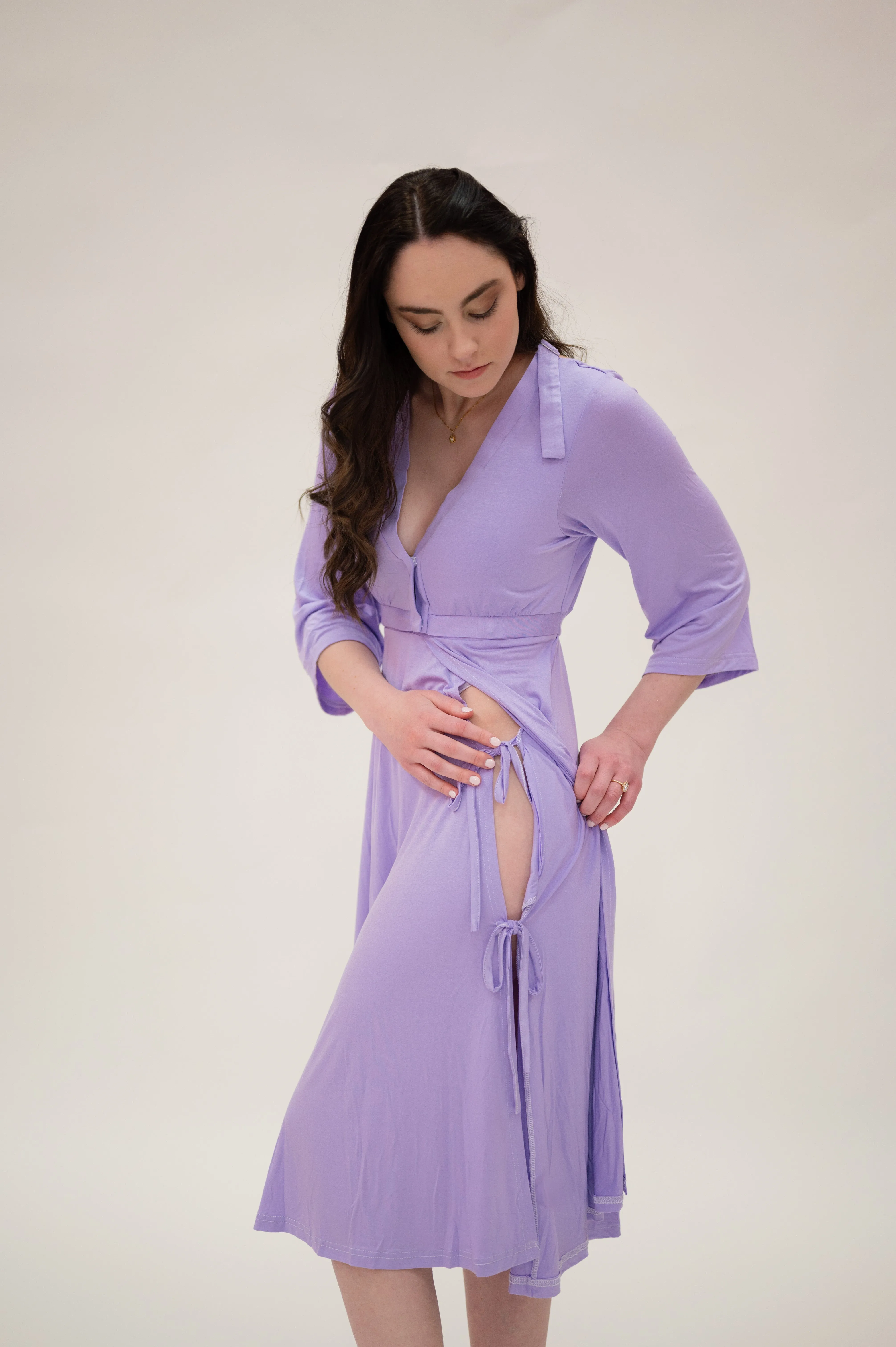 Lila Labor & Postpartum Gown in Lilac sold by Lila Maternity product image thumbnail 5