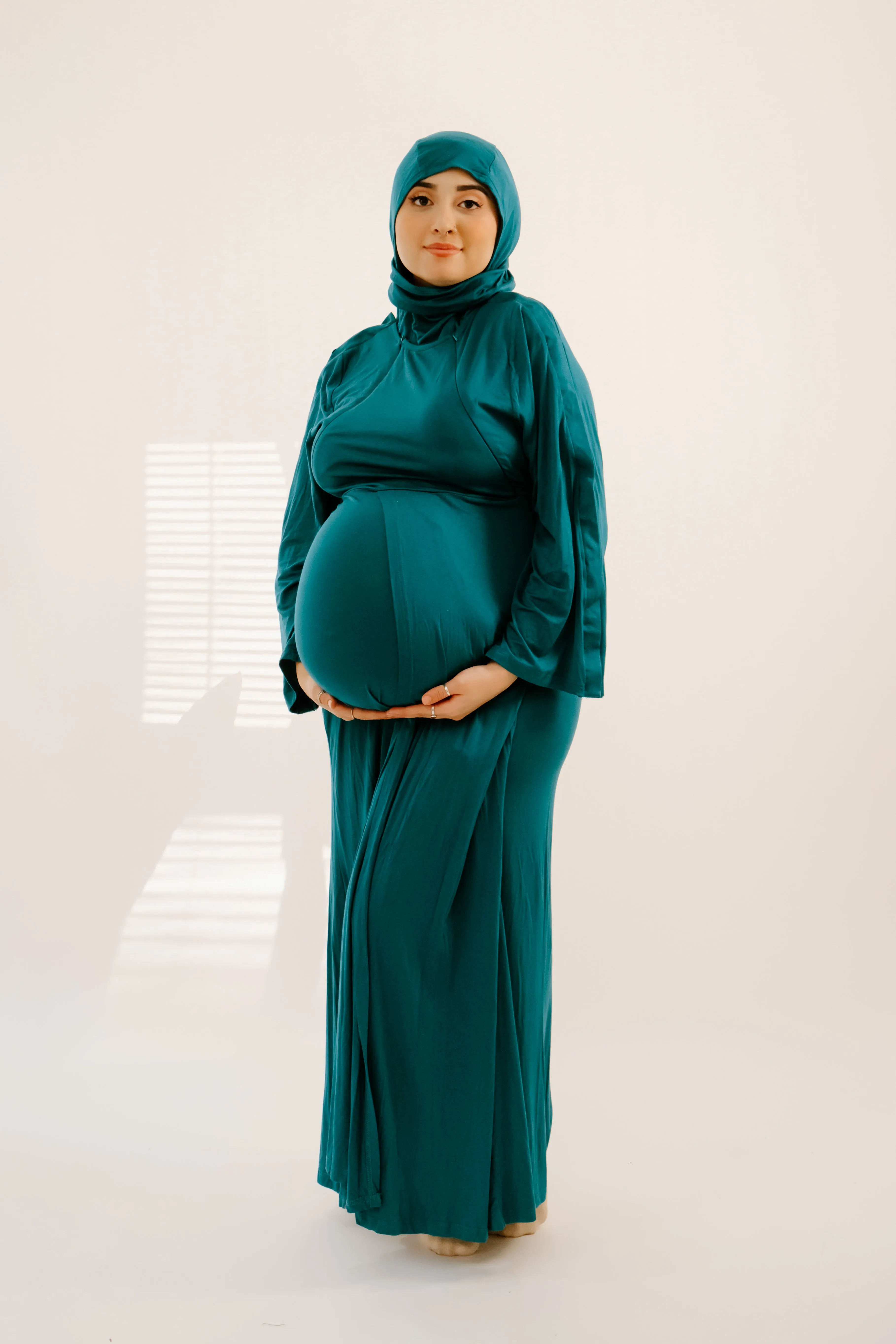Nadia Labor & Postpartum Gown in Deep Teal sold by Lila Maternity product image thumbnail 3