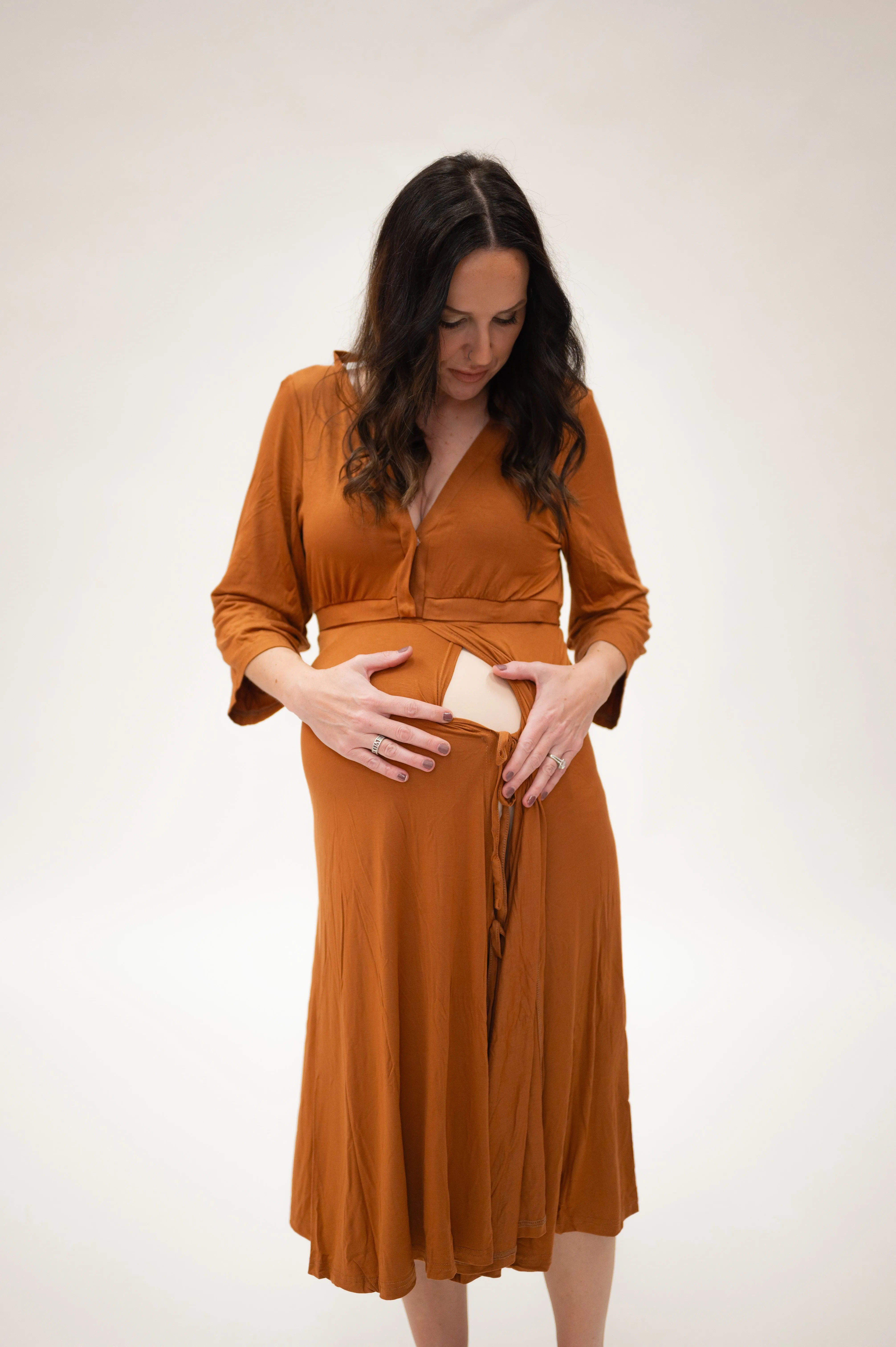 Lila Labor & Postpartum Gown in Burnt Orange sold by Lila Maternity product image thumbnail 4