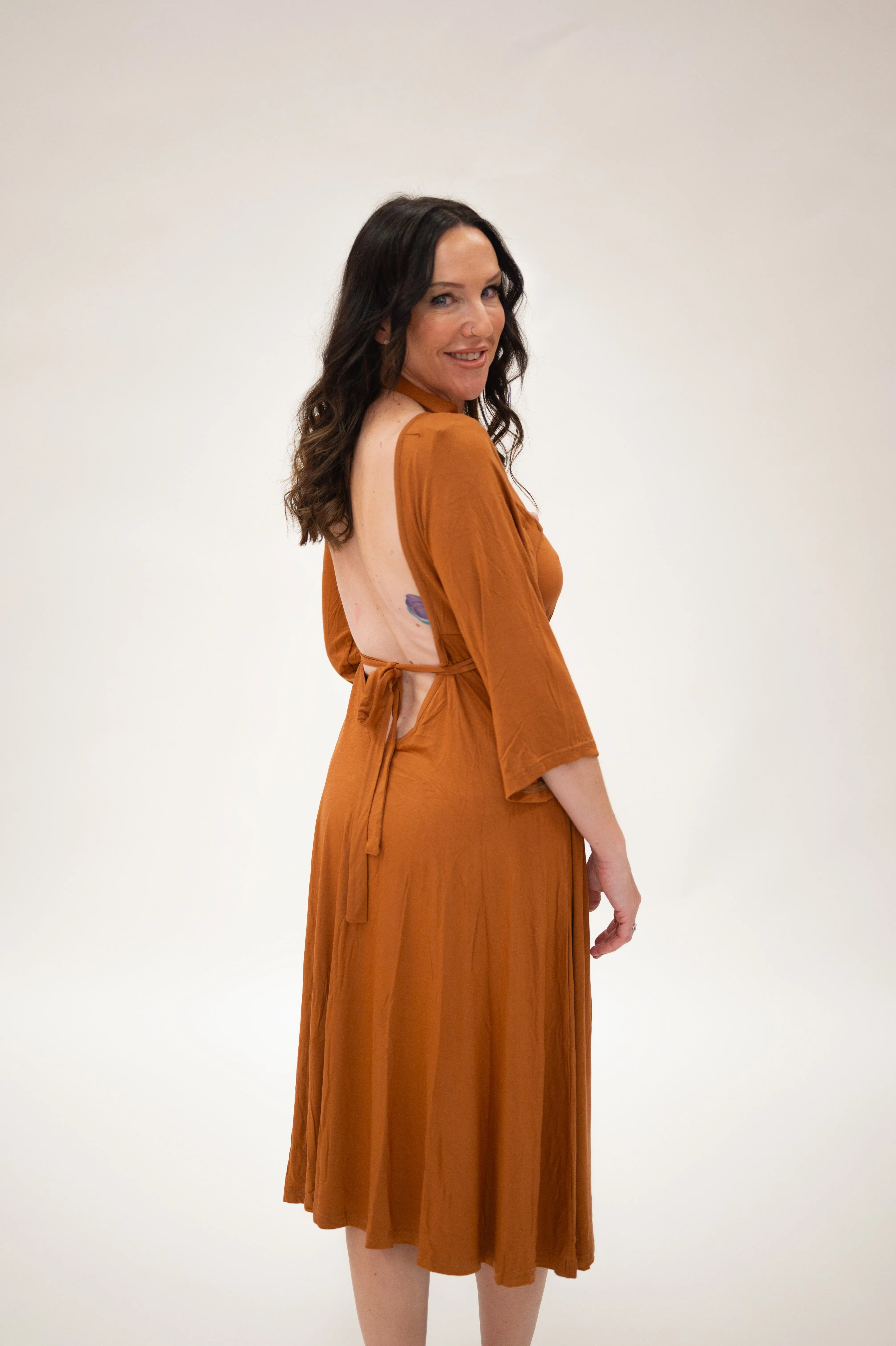 Lila Labor & Postpartum Gown in Burnt Orange sold by Lila Maternity product image thumbnail 3
