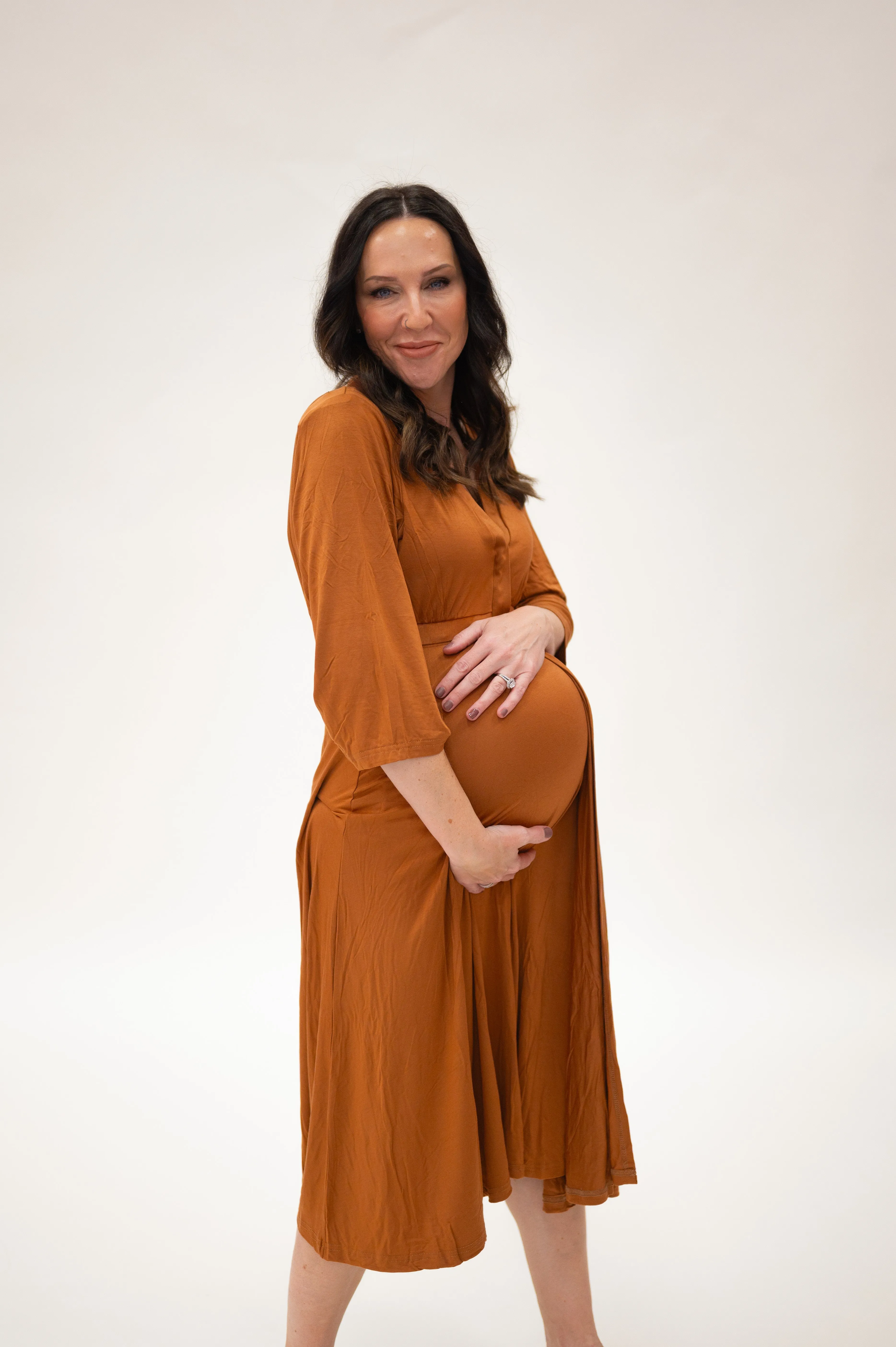Lila Labor & Postpartum Gown in Burnt Orange sold by Lila Maternity product image thumbnail 2