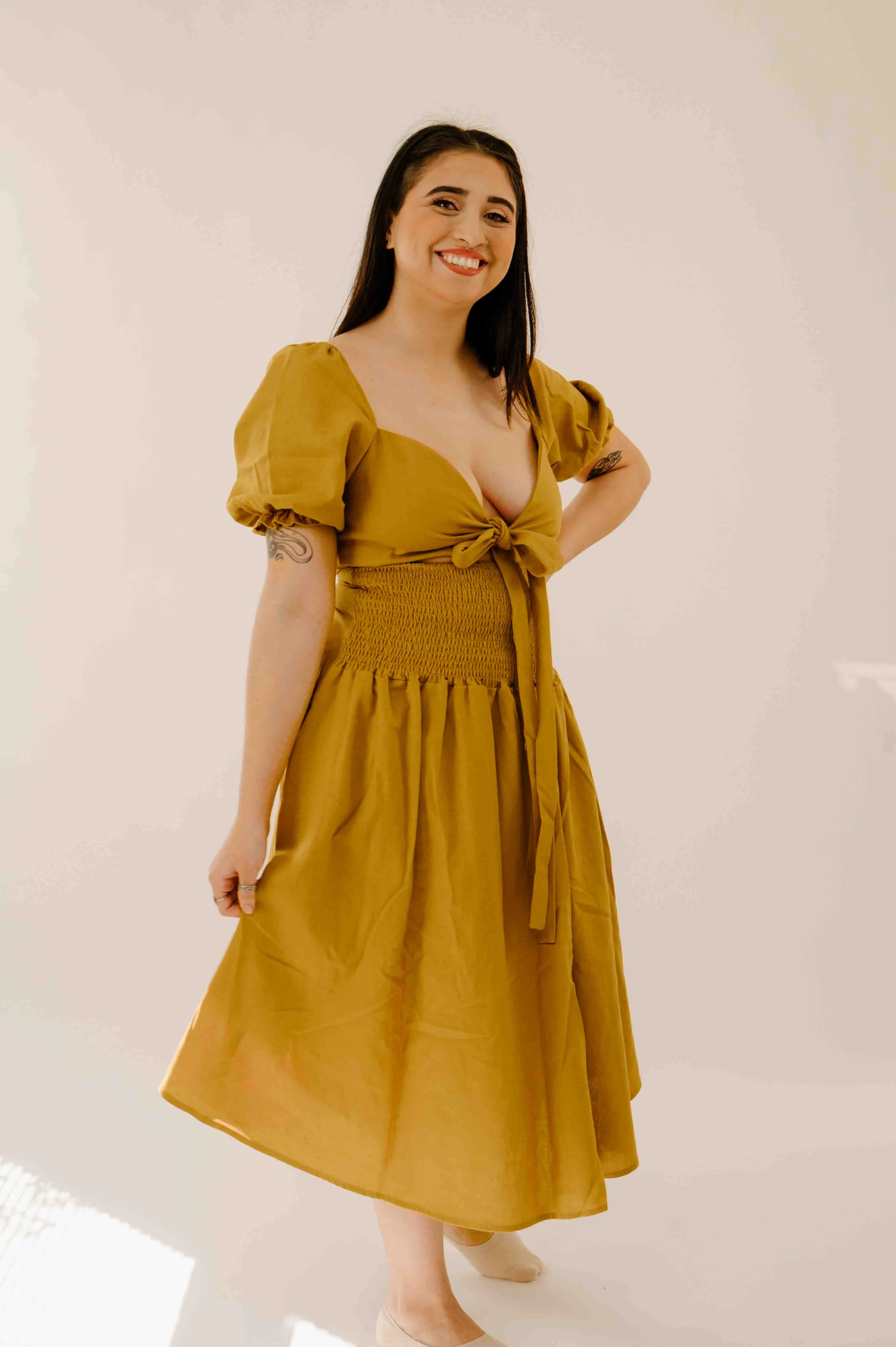 Selena Dress in Mustard sold by Lila Maternity product image thumbnail 4