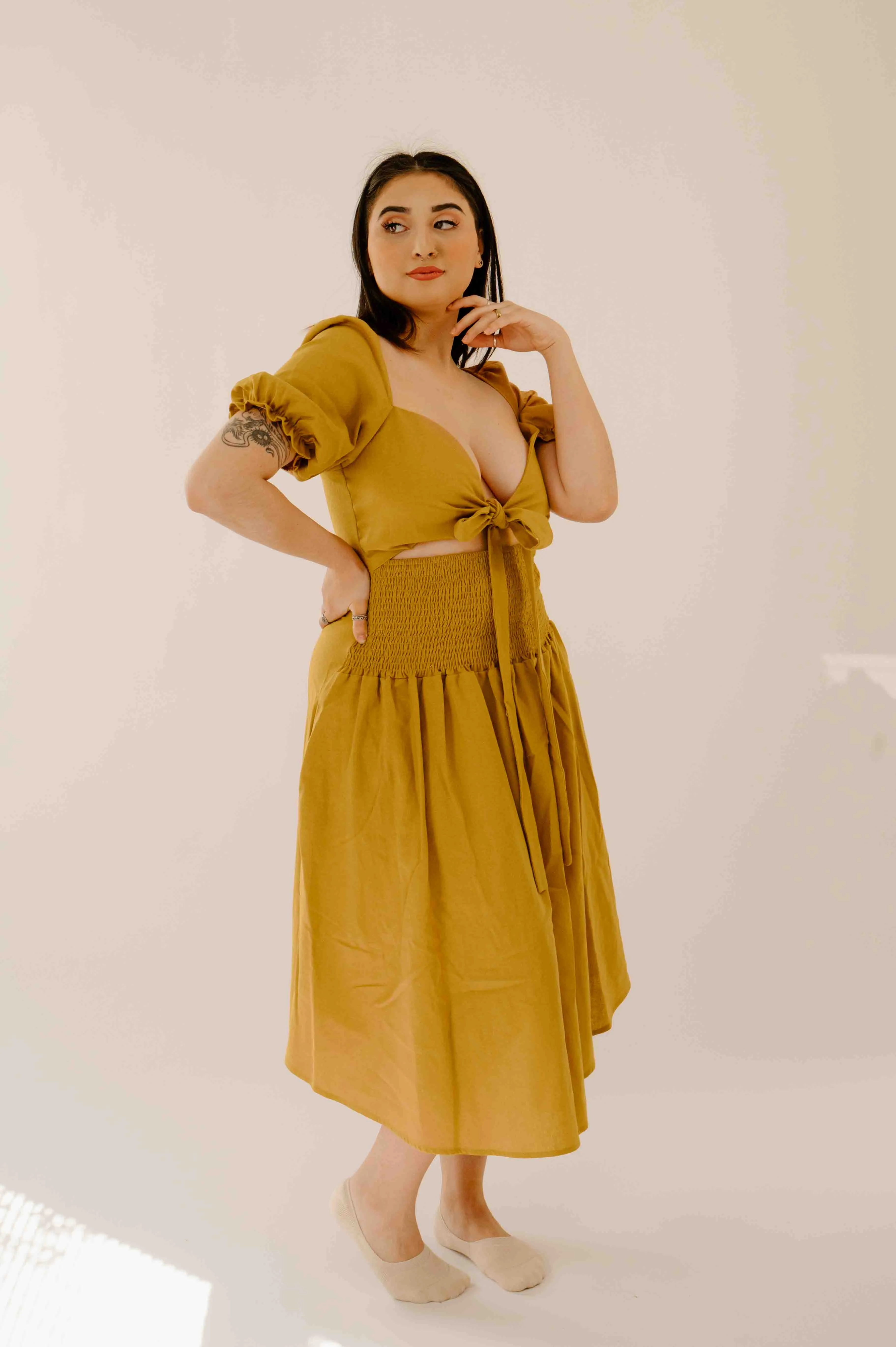 Selena Dress in Mustard sold by Lila Maternity product image thumbnail 5