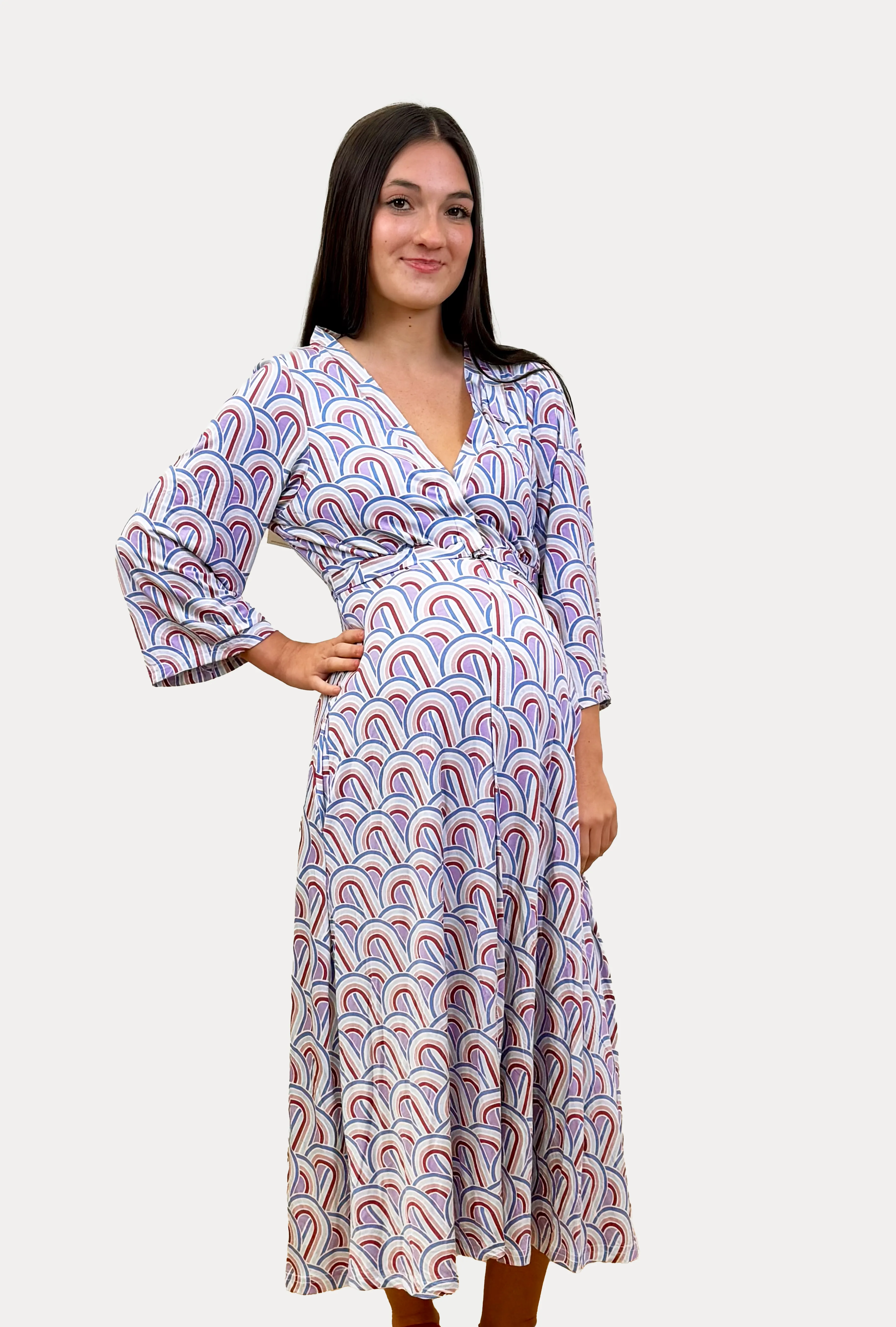 Lila Labor & Postpartum Gown in Rainbow sold by Lila Maternity