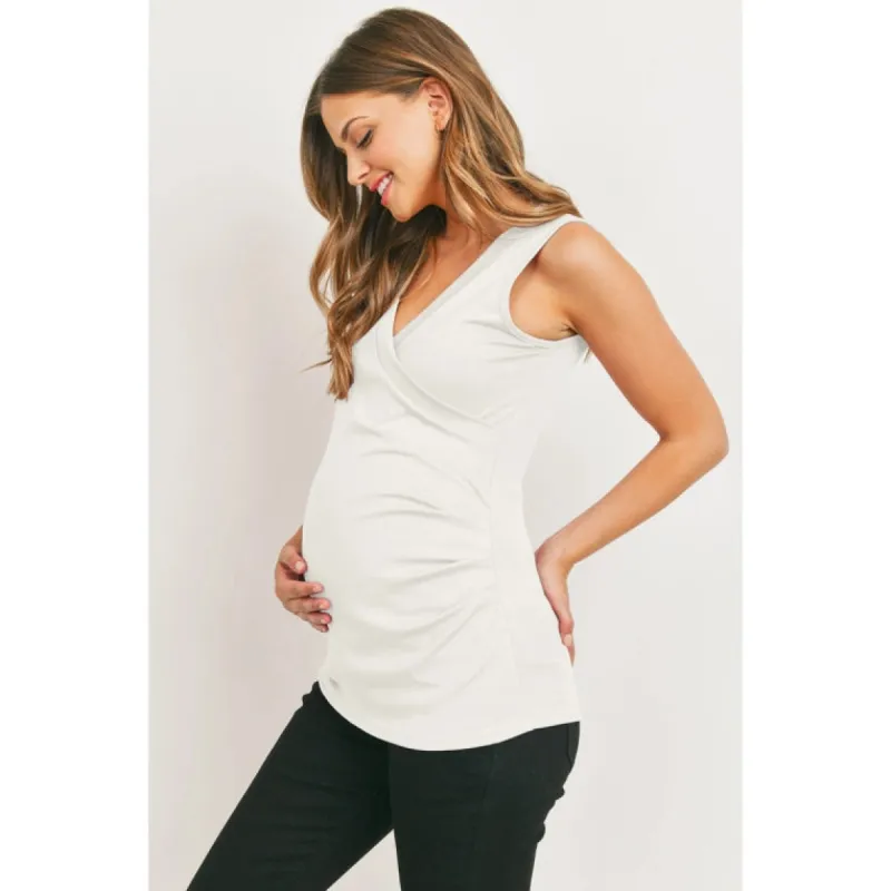 Ruched Wrap Maternity Nursing Jersey Tank Top sold by Lila Maternity
