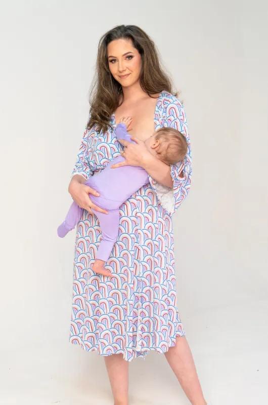 Amelia Labor & Postpartum Gown Rainbow Edition sold by Lila Maternity