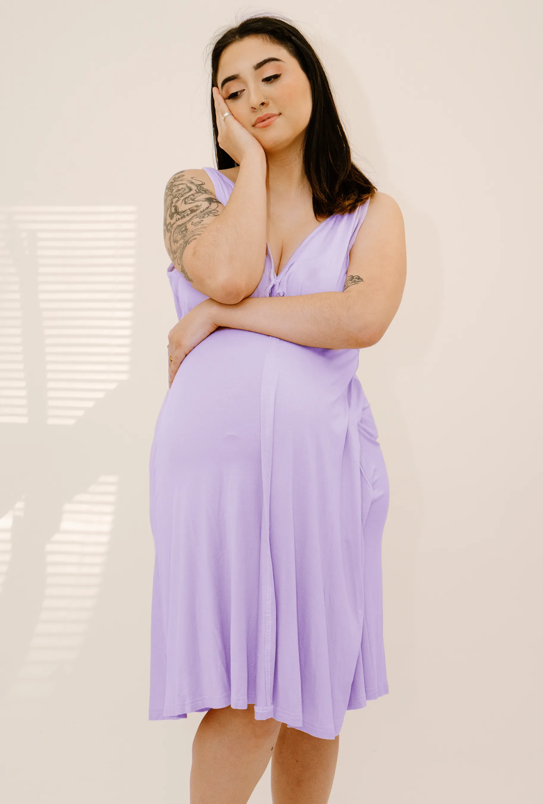 Juliet Labor & Postpartum Gown in Lilac-Limited Time sold by Lila Maternity