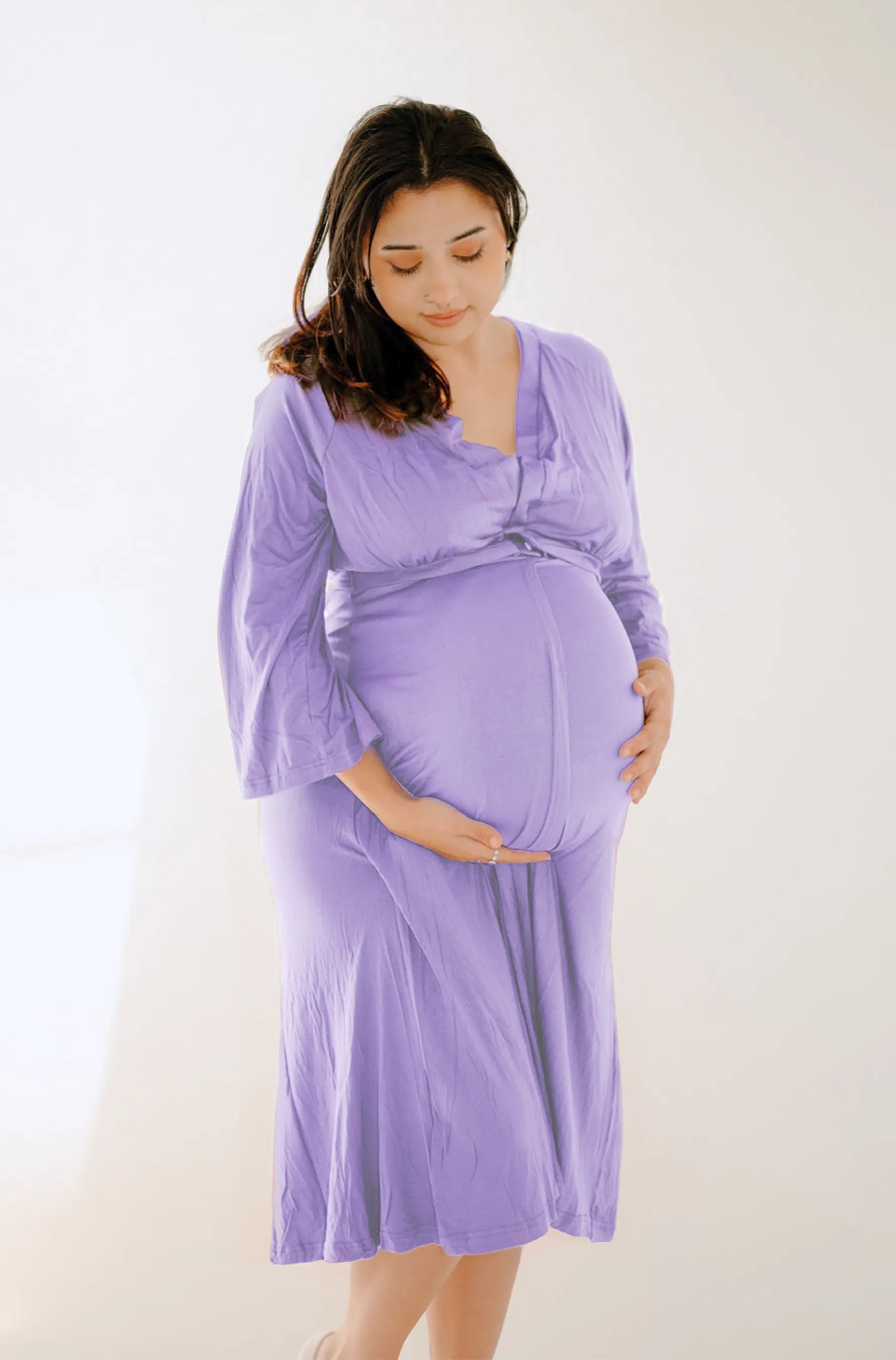 Amelia Labor & Postpartum Gown Lilac sold by Lila Maternity