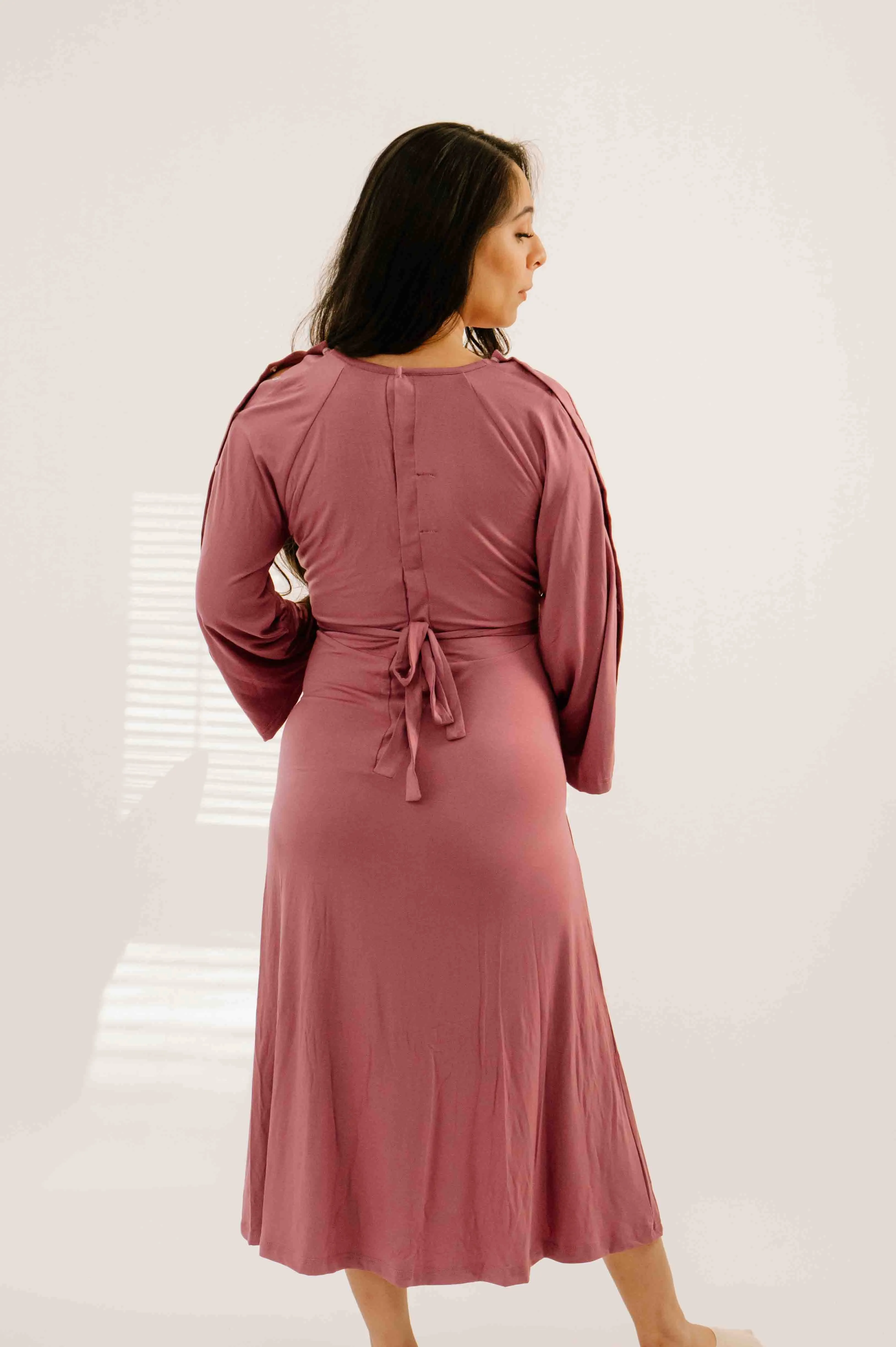Amelia Labor & Postpartum Gown in Dusty Rose sold by Lila Maternity product image thumbnail 3