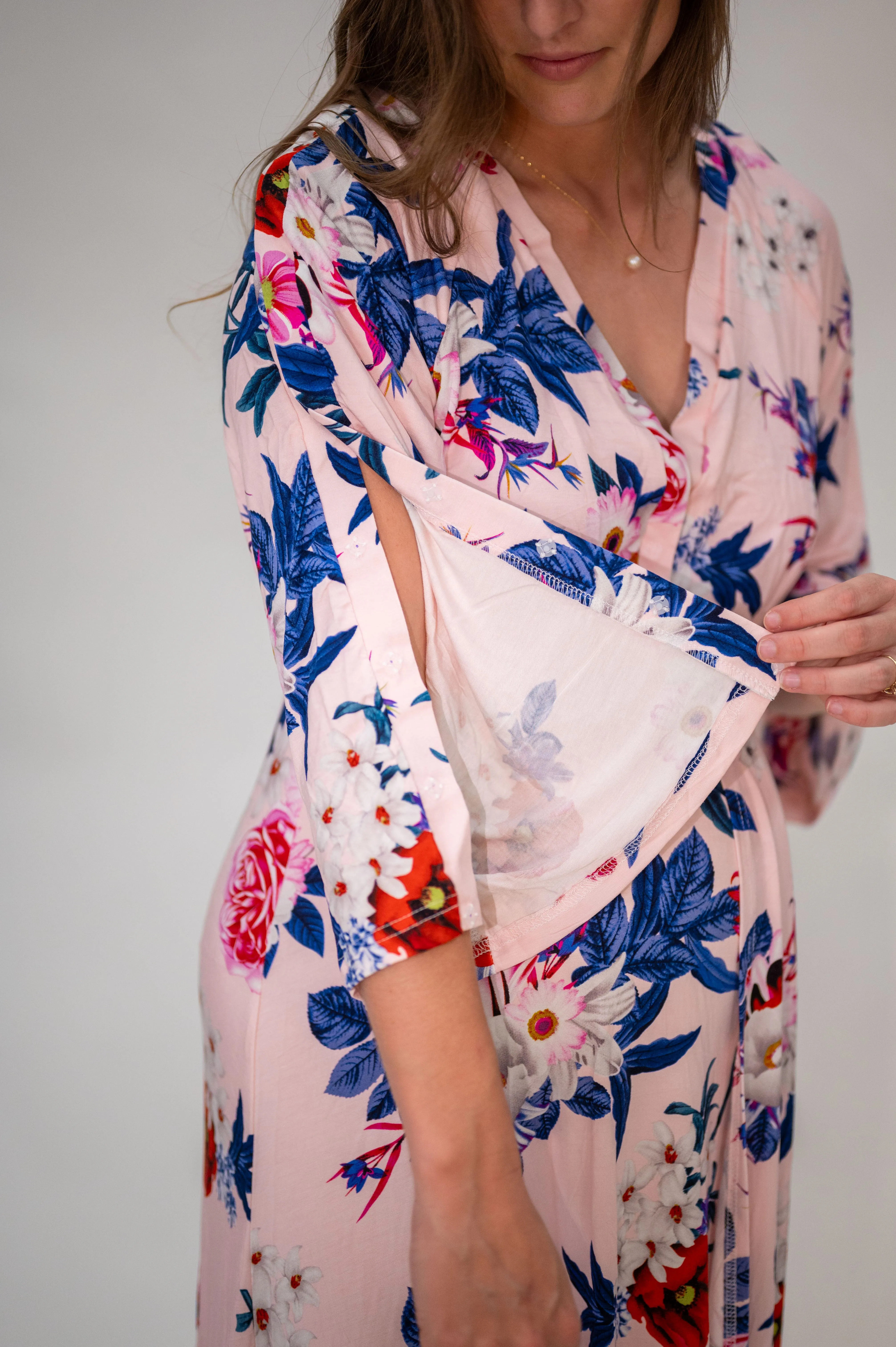 Amelia Labor & Postpartum Gown in Blush Floral sold by Lila Maternity product image thumbnail 4