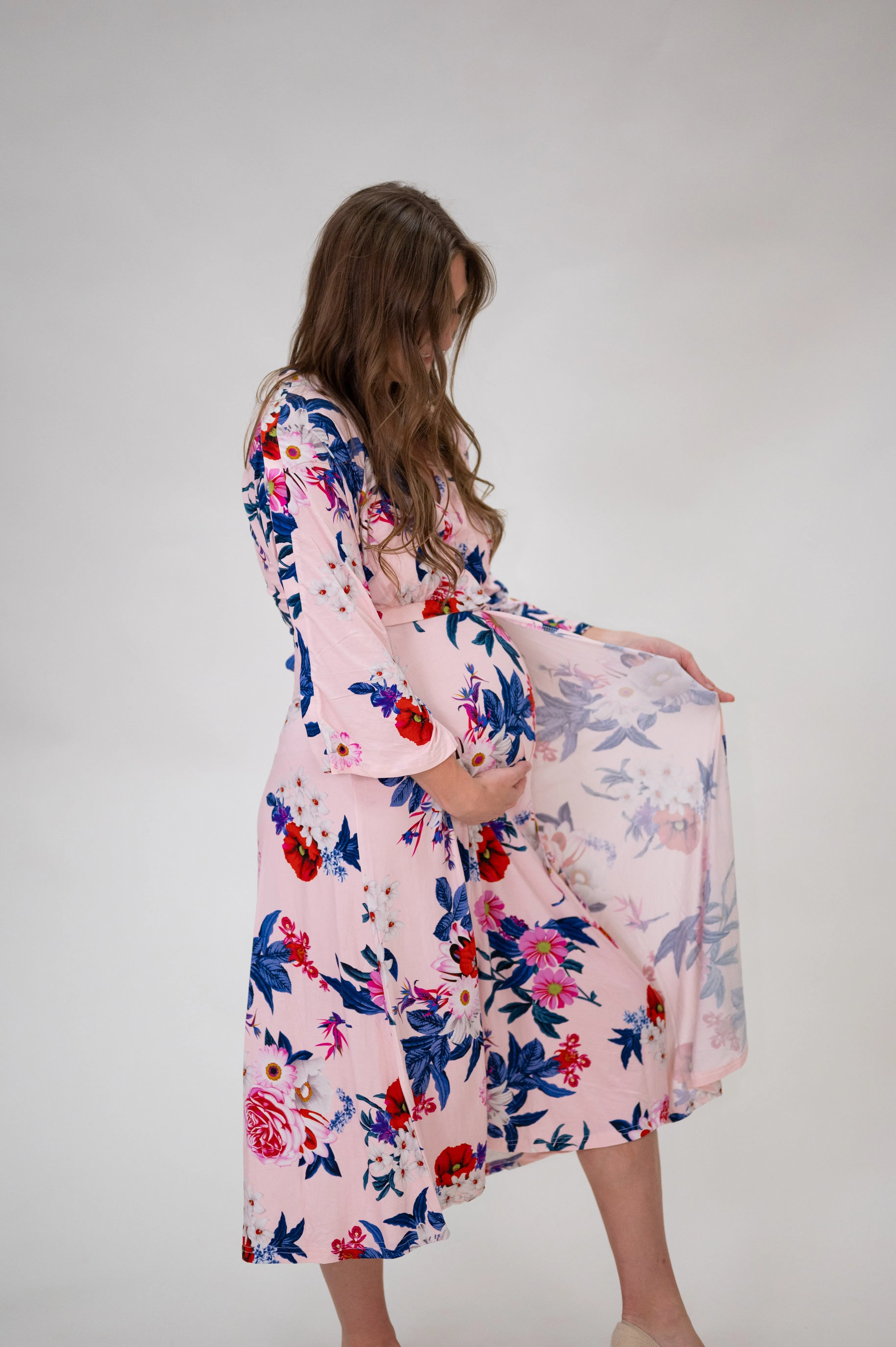 Amelia Labor & Postpartum Gown in Blush Floral sold by Lila Maternity product image thumbnail 2