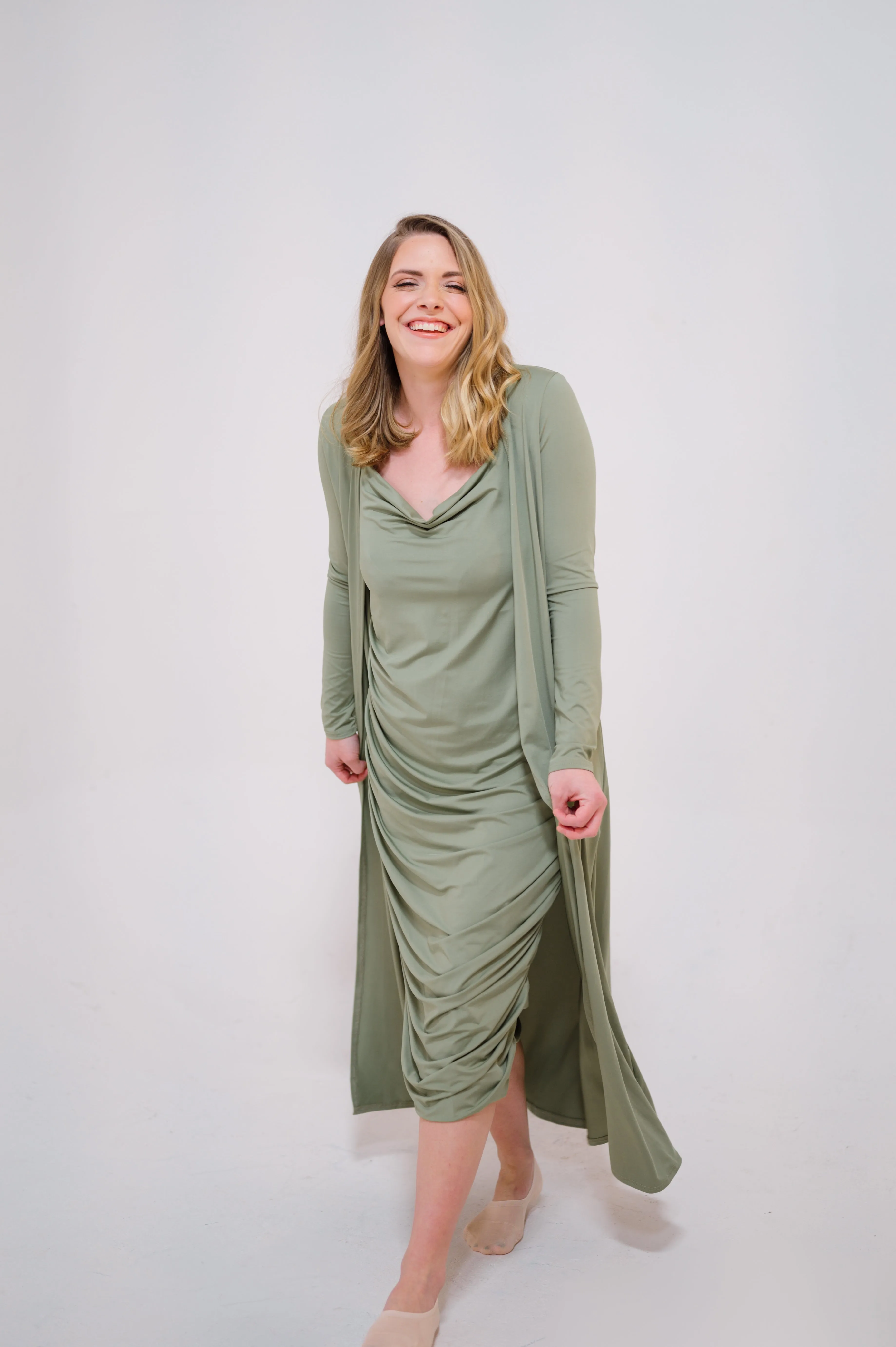 Maddi Dress and Duster Set in Moss sold by Lila Maternity product image thumbnail 2