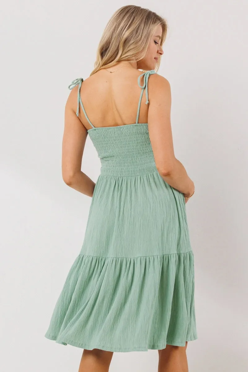 Smocked Tie Strap Maternity Ruffle Dress sold by Lila Maternity product image thumbnail 2