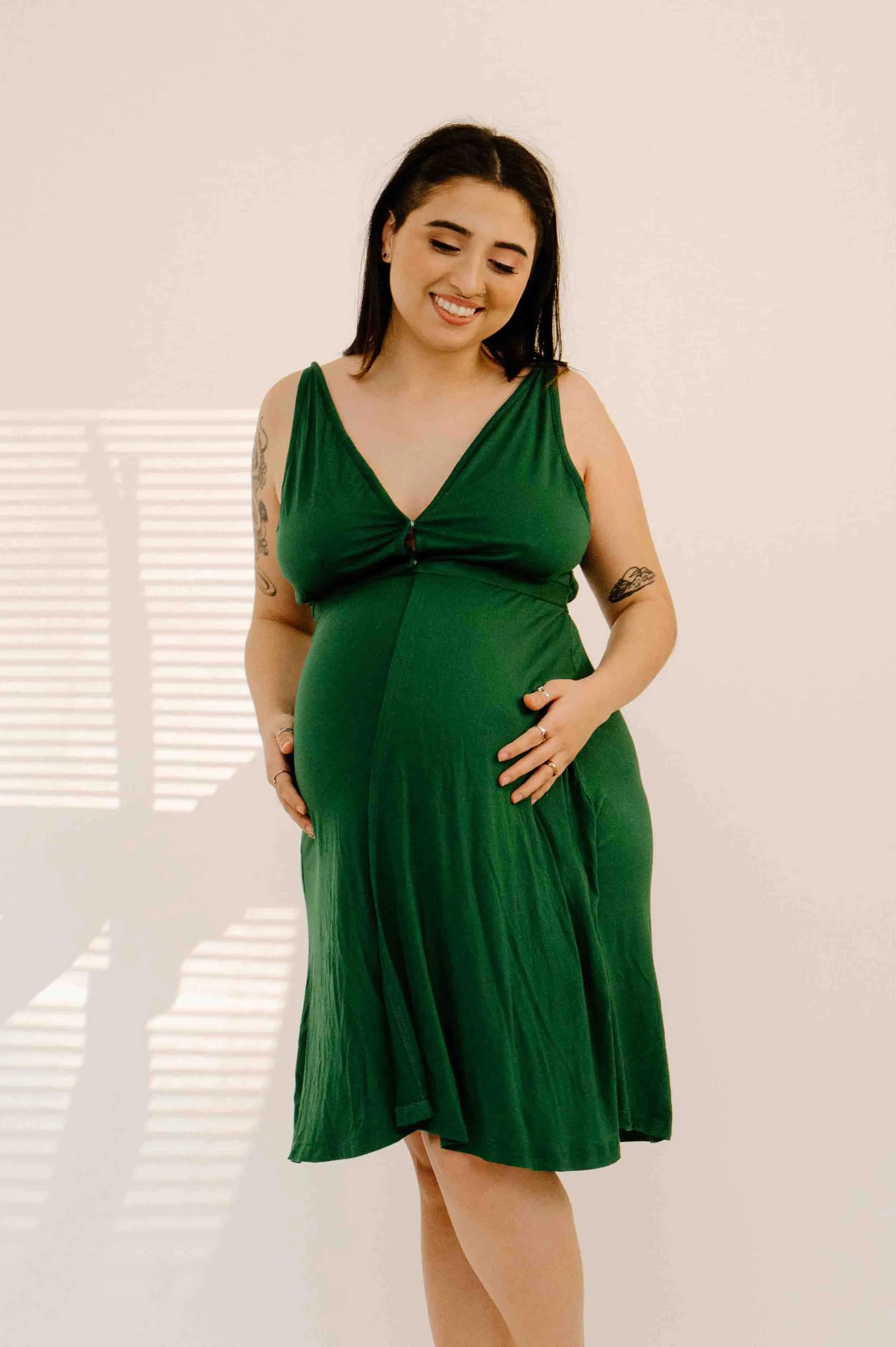 Juliet Labor & Postpartum Gown in Emerald-Limited Time sold by Lila Maternity product image thumbnail 2